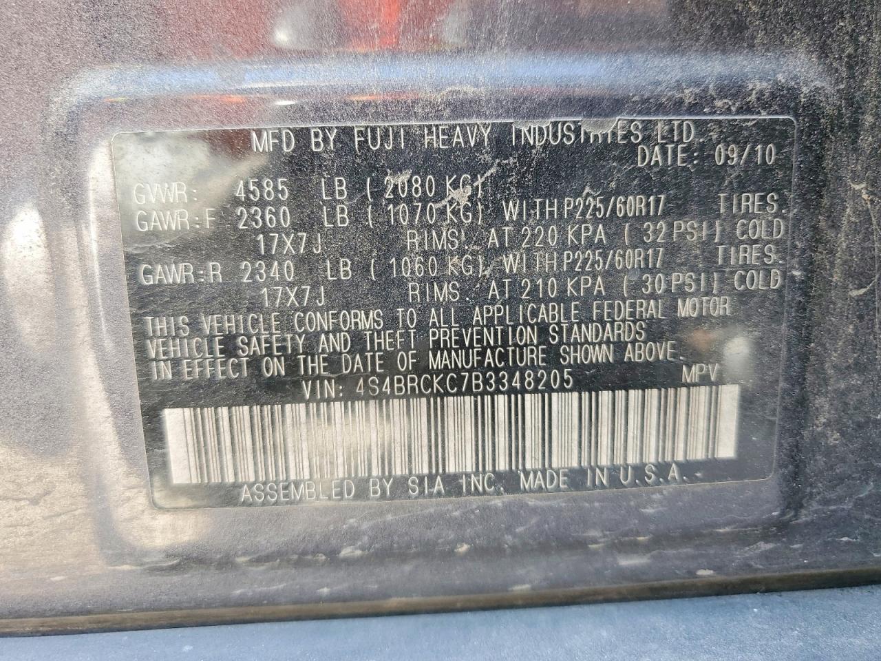 2011 Subaru Outback 2.5i Limited Gray vin: 4S4BRCKC7B3348205