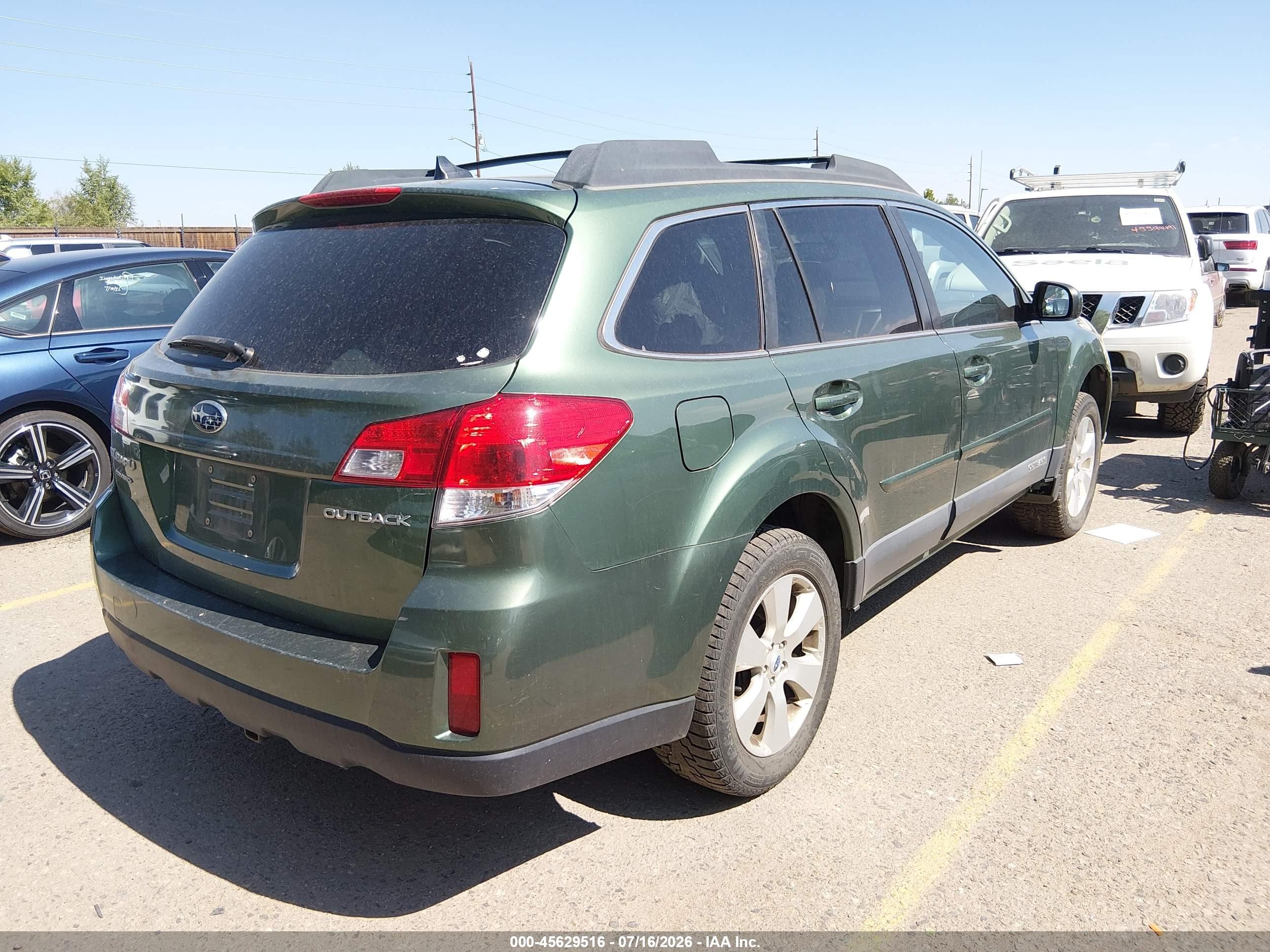 2012 Subaru Outback 2.5i Limited Green vin: 4S4BRCKCXC3277051