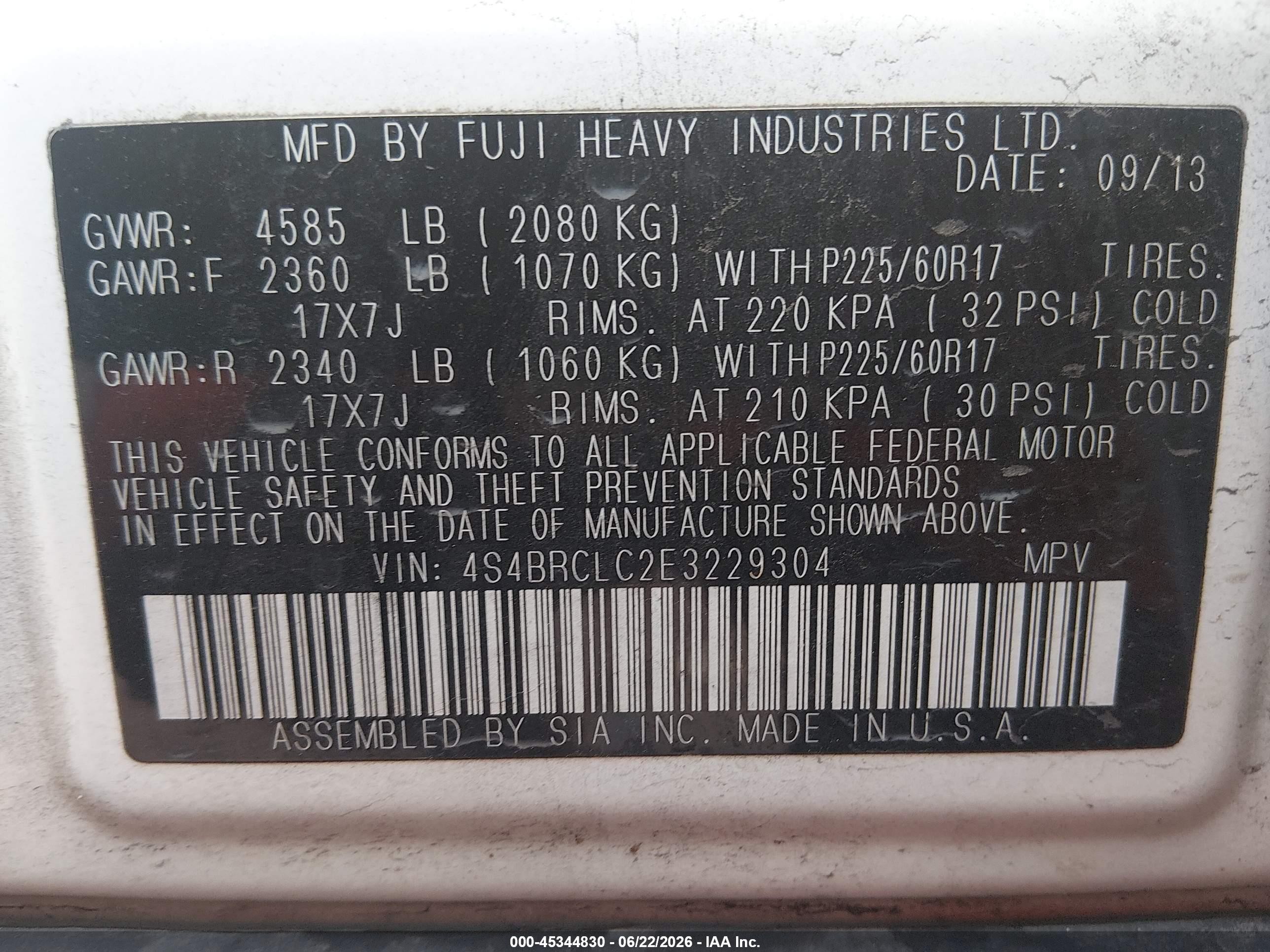 2014 Subaru Outback 2.5i Limited White vin: 4S4BRCLC2E3229304
