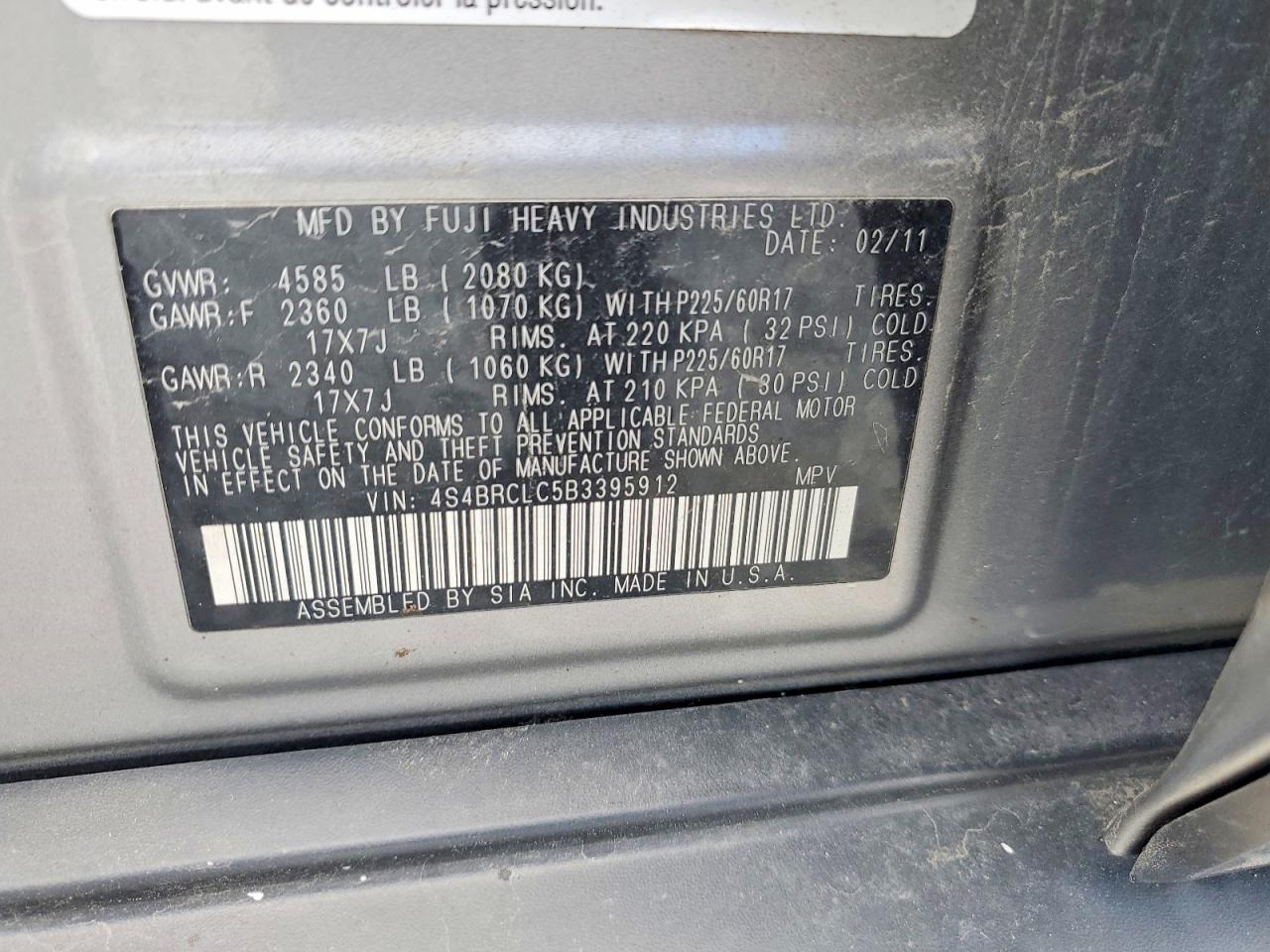 2011 Subaru Outback 2.5i Limited Silver vin: 4S4BRCLC5B3395912