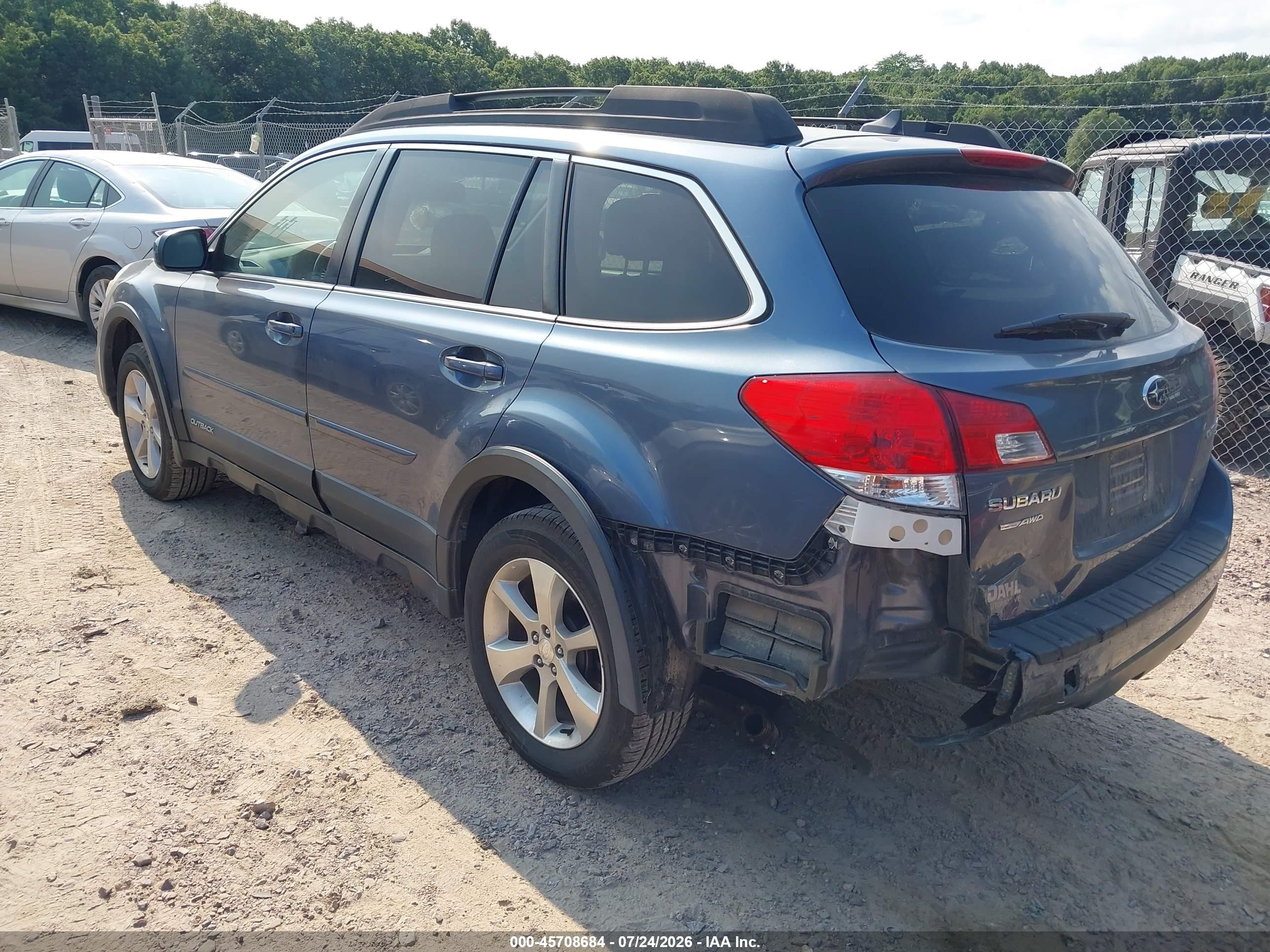 2014 Subaru Outback 2.5i Limited Blue vin: 4S4BRCLC9E3220390