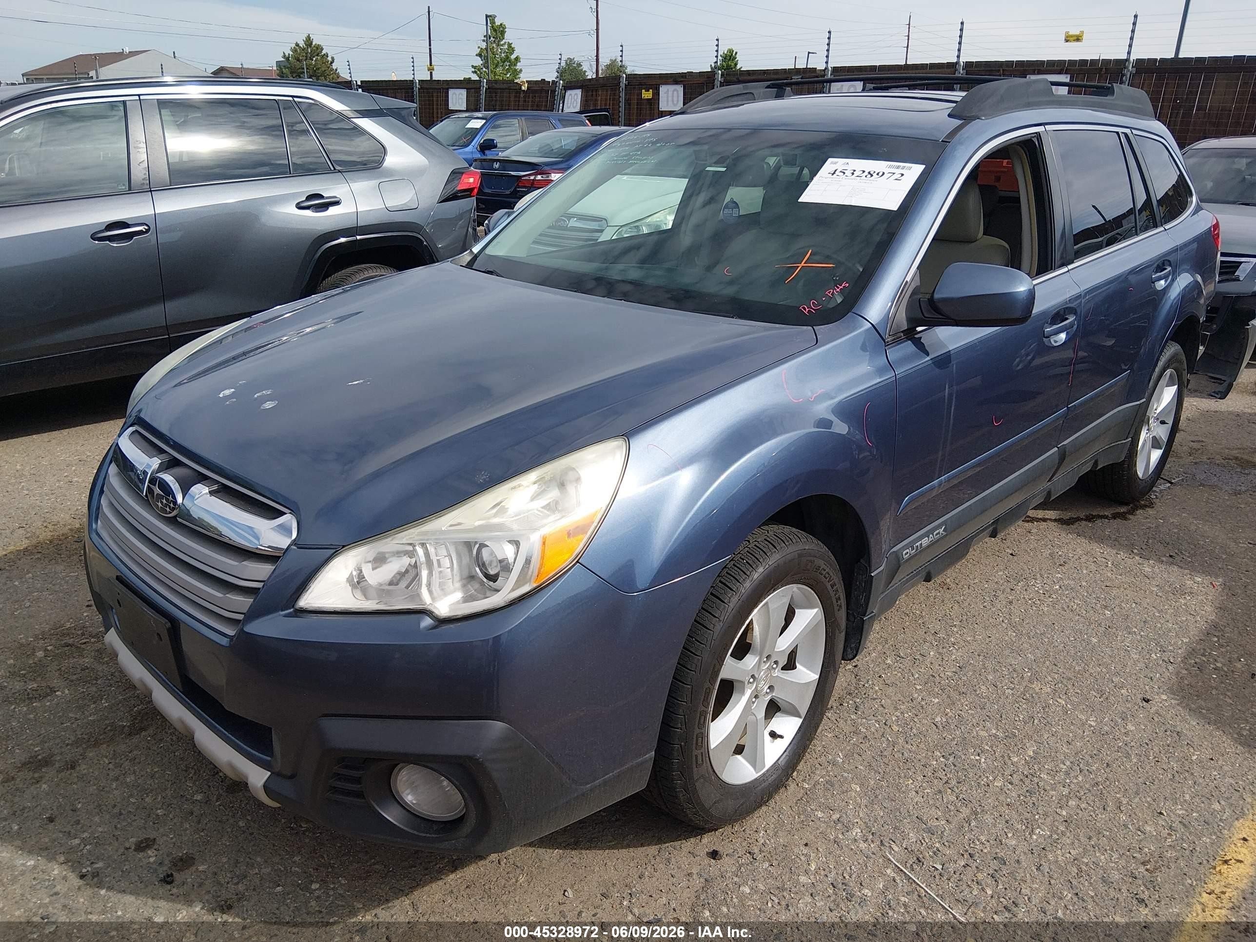 2013 Subaru Outback 2.5i Limited Blue vin: 4S4BRCPC9D3310177