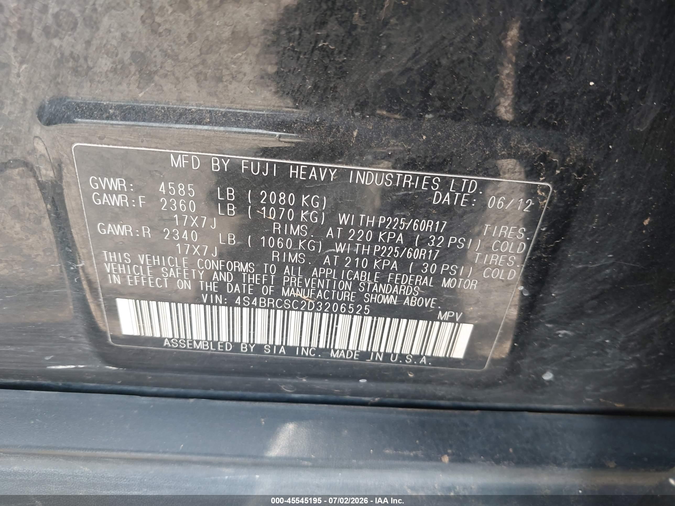 2013 Subaru Outback 2.5i Limited Black vin: 4S4BRCSC2D3206525