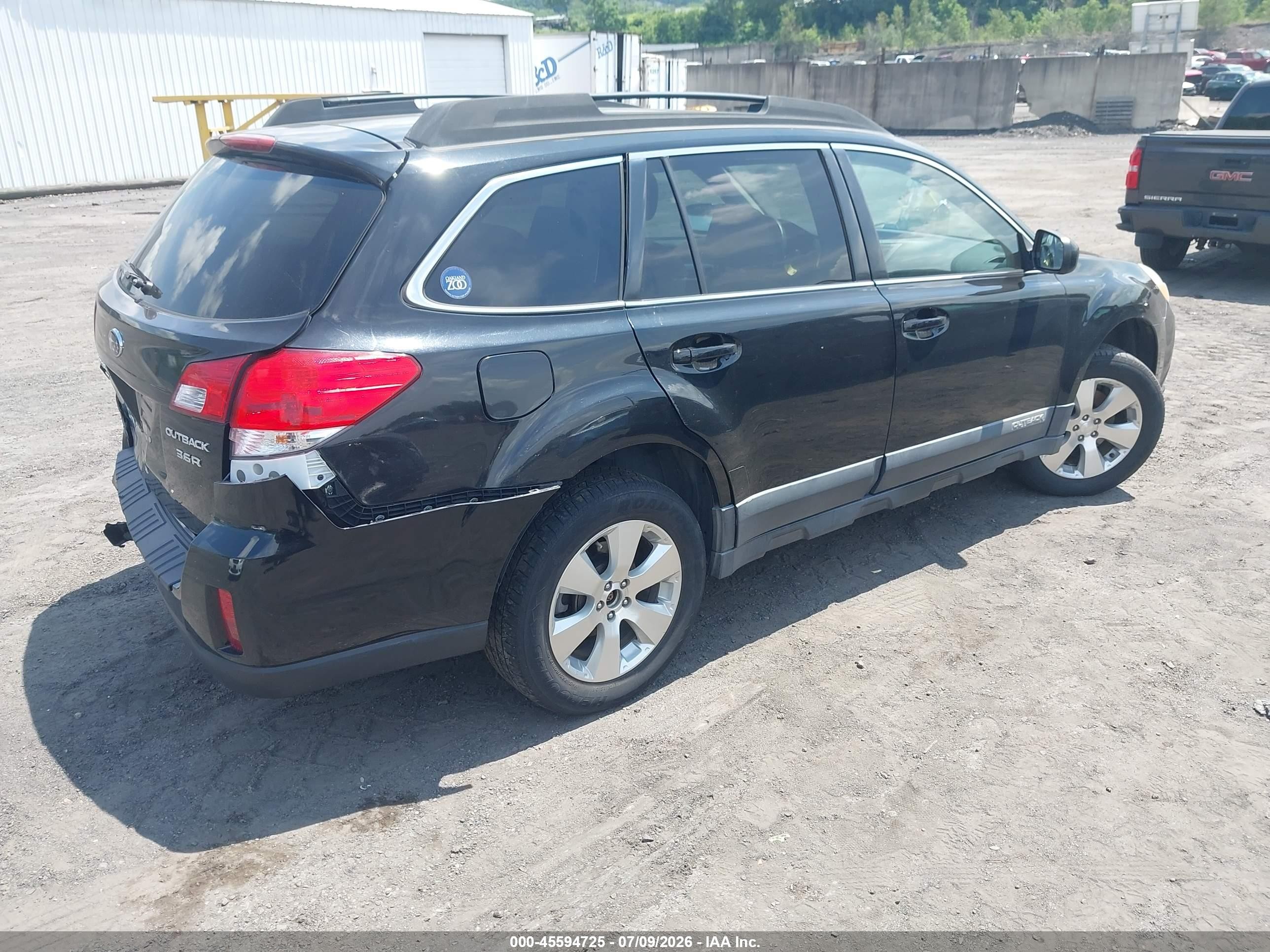 2012 Subaru Outback 3.6r Black vin: 4S4BRDAC7C2267896