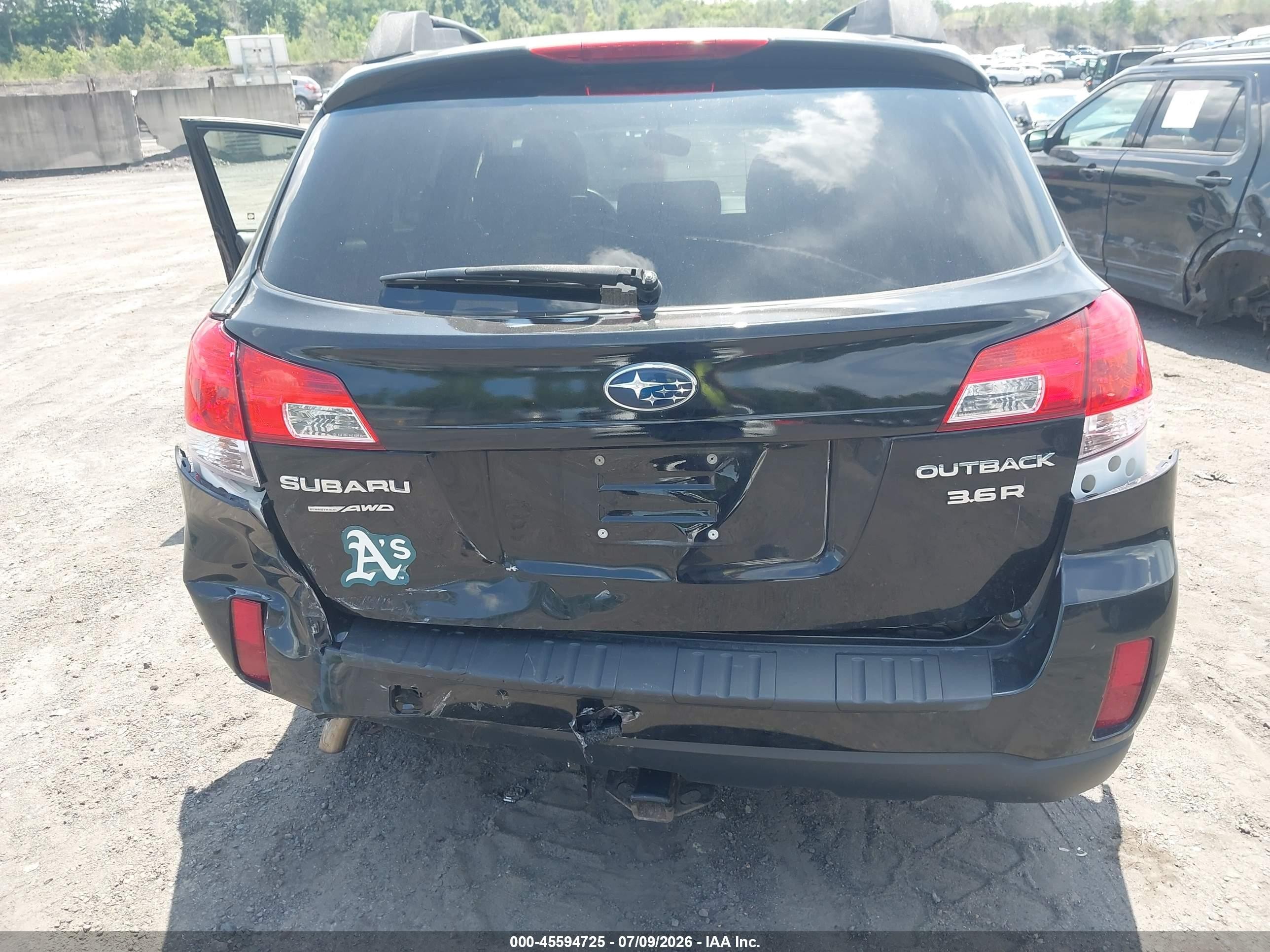 2012 Subaru Outback 3.6r Black vin: 4S4BRDAC7C2267896