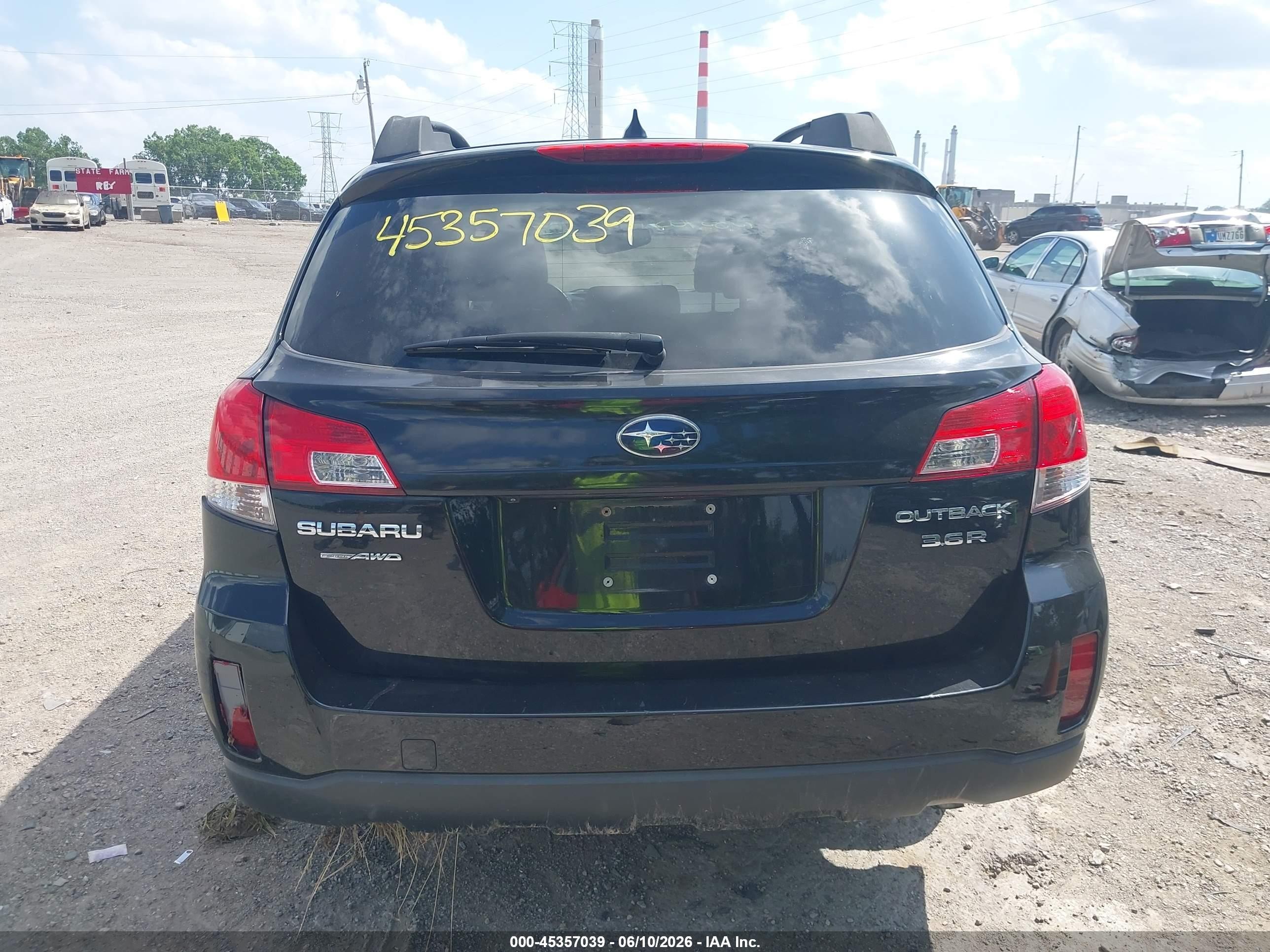 2012 Subaru Outback 3.6r Limited Black vin: 4S4BRDKC2C2296933