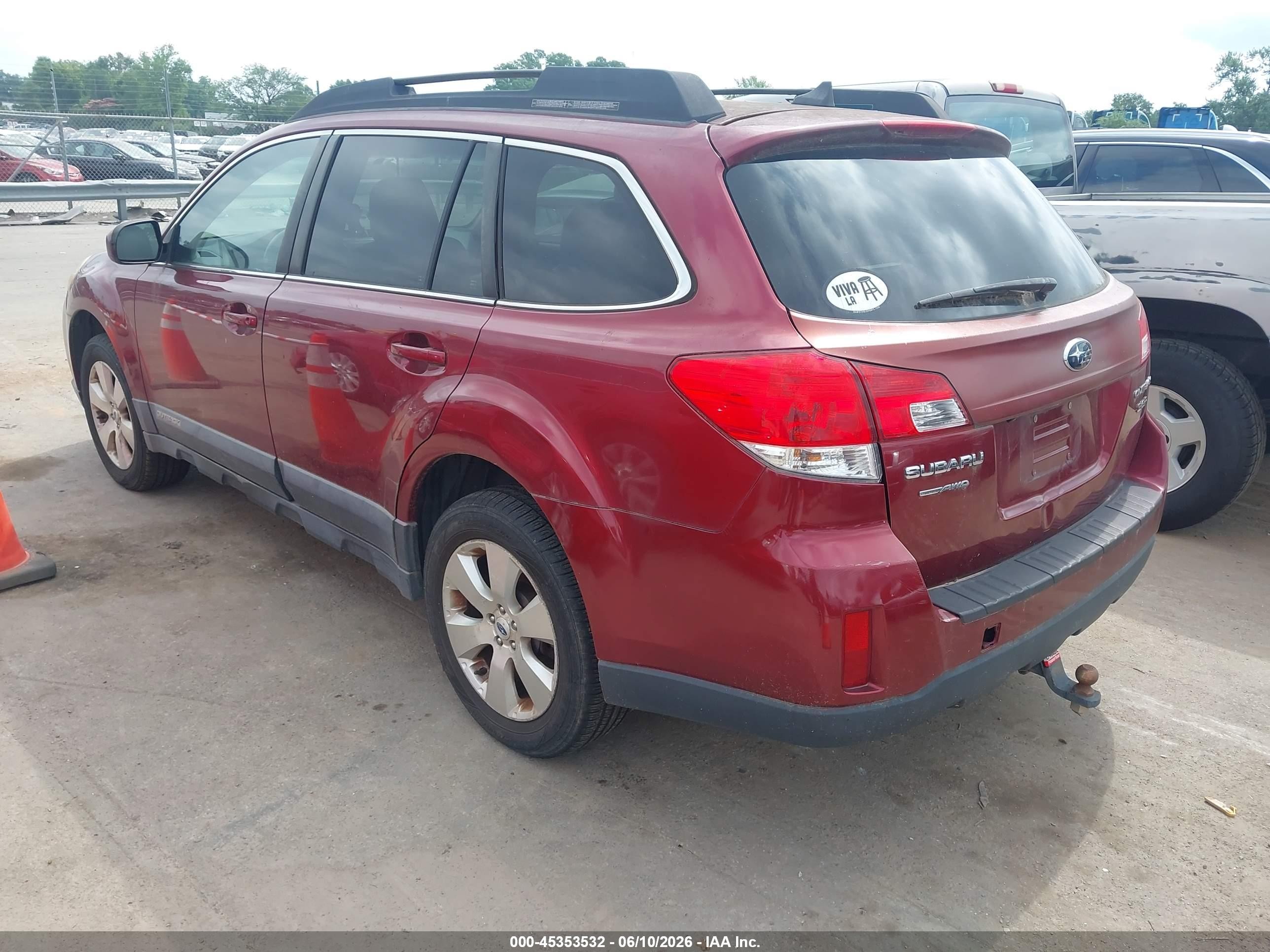 2012 Subaru Outback 3.6r Limited Burgundy vin: 4S4BRDKC6C2242809