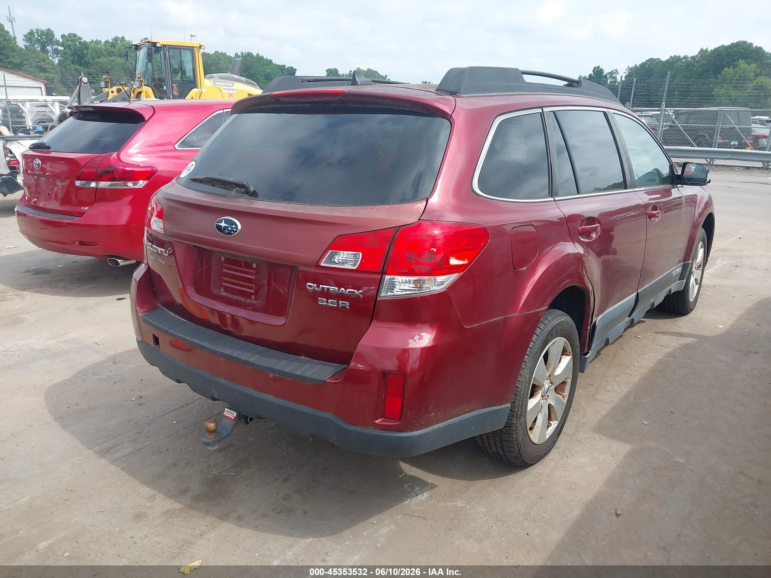 2012 Subaru Outback 3.6r Limited Burgundy vin: 4S4BRDKC6C2242809