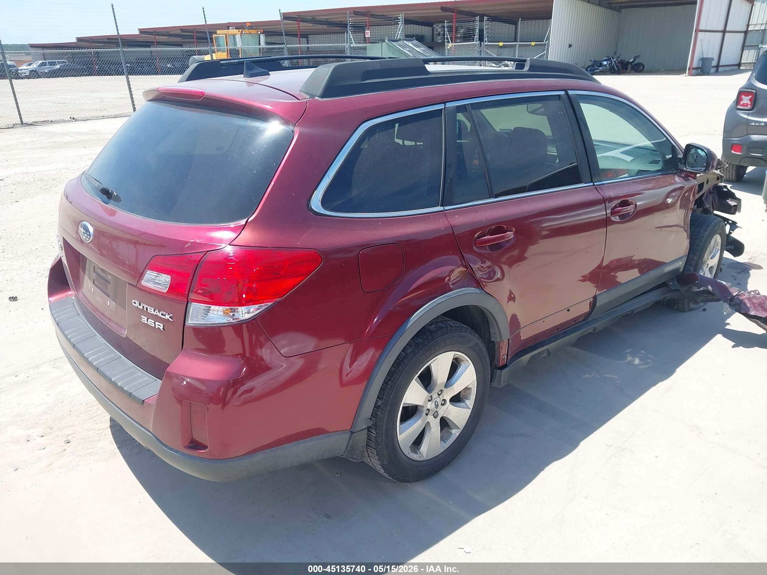 2012 Subaru Outback 3.6r Limited Burgundy vin: 4S4BRDKC9C2201171