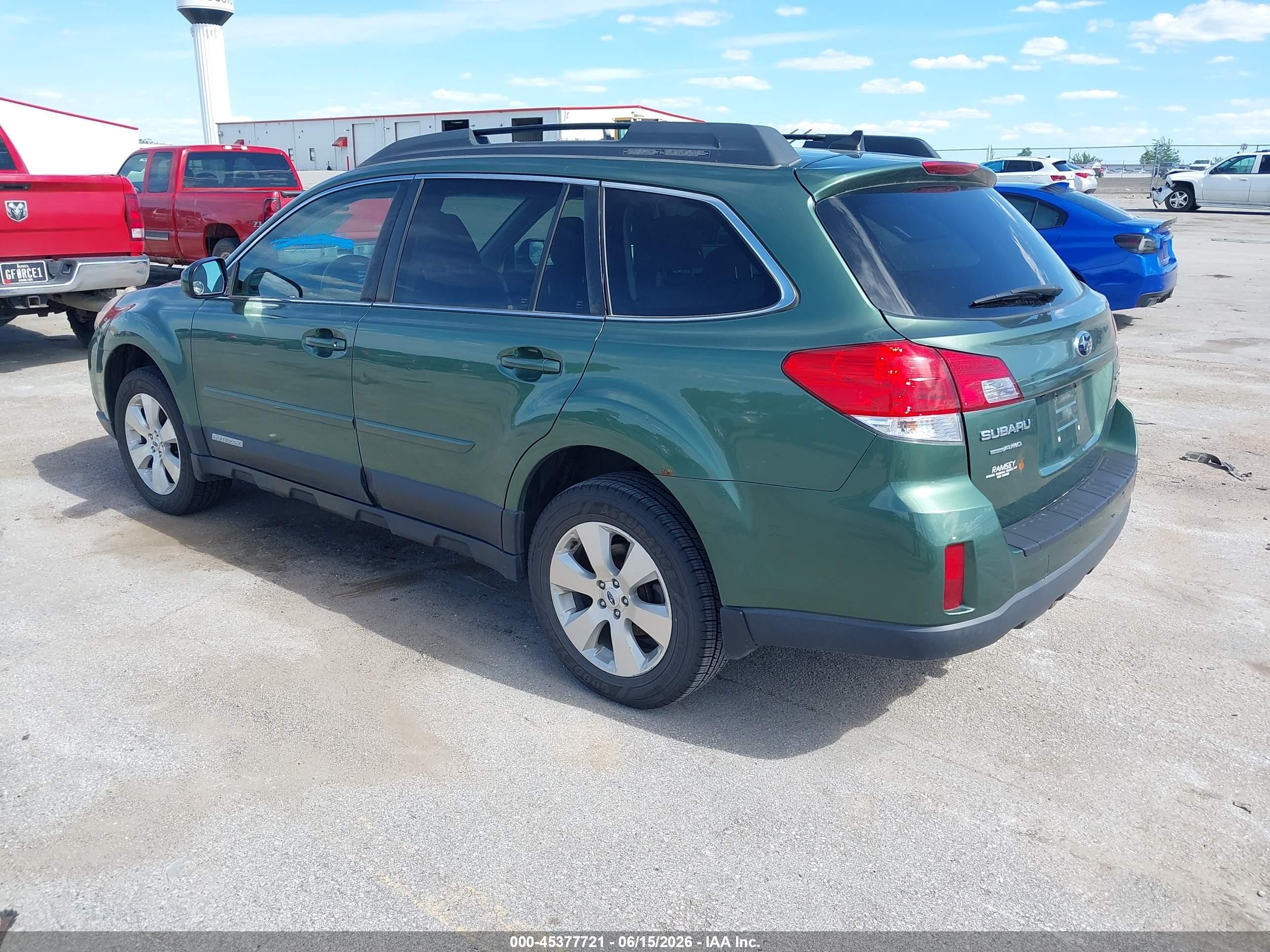 2012 Subaru Outback 3.6r Limited Green vin: 4S4BRDLC7C2247080