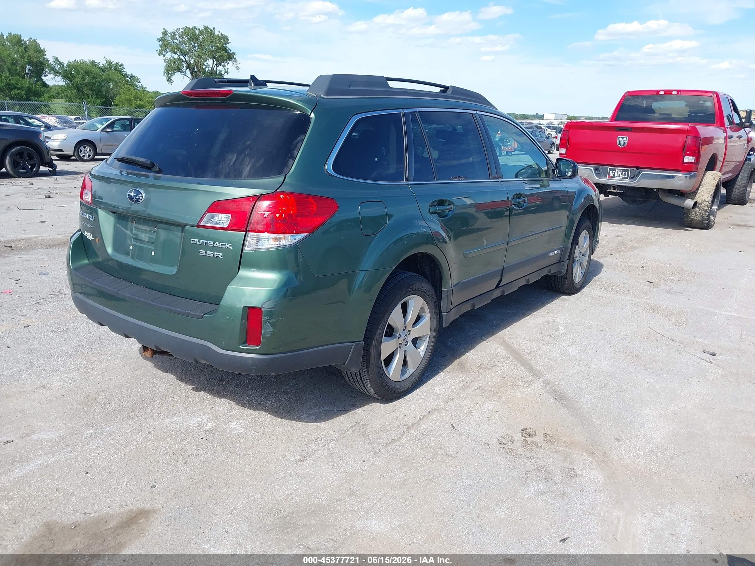 2012 Subaru Outback 3.6r Limited Green vin: 4S4BRDLC7C2247080