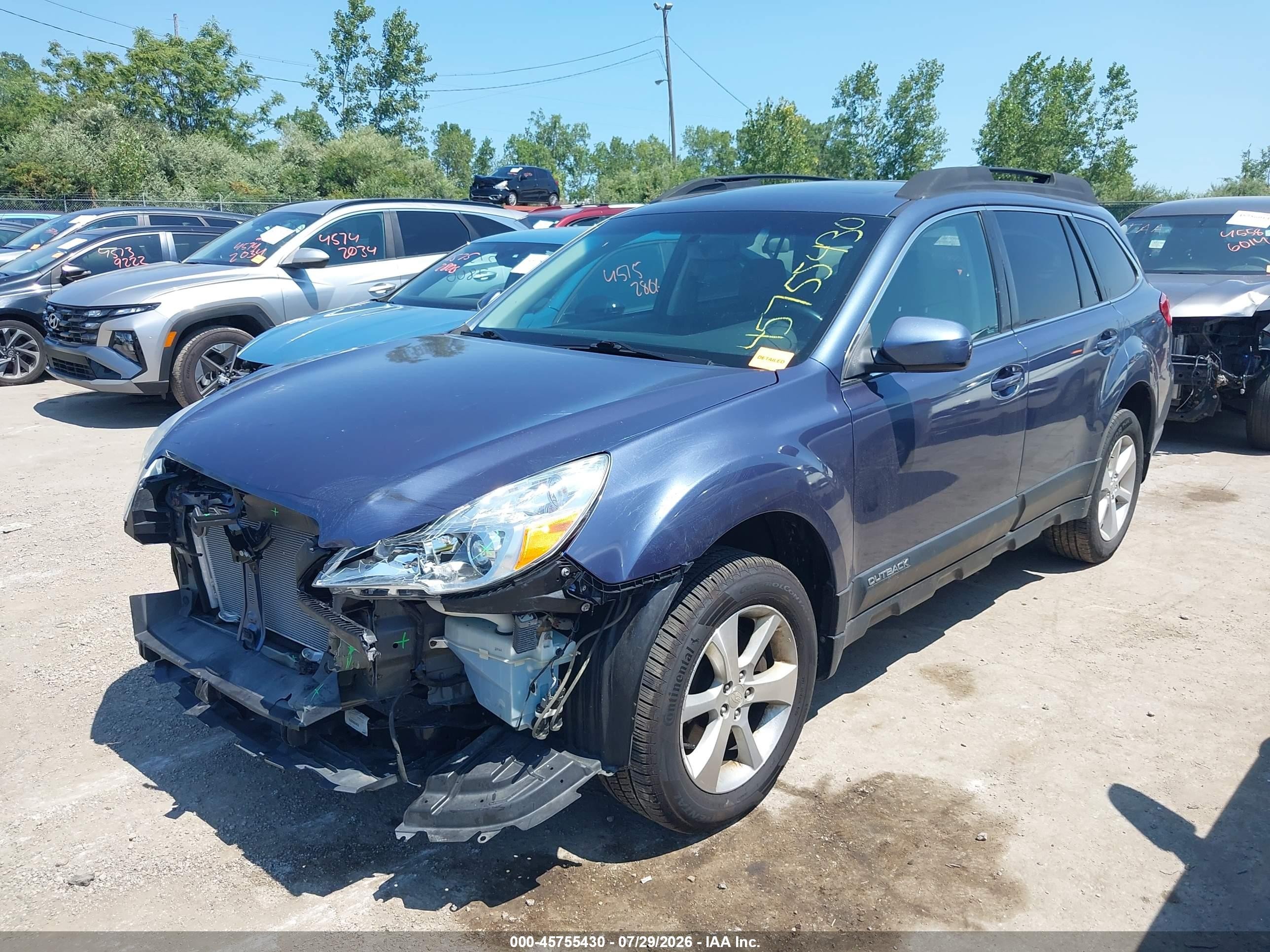 2014 Subaru Outback 3.6r Limited Blue vin: 4S4BRDLC9E2202550