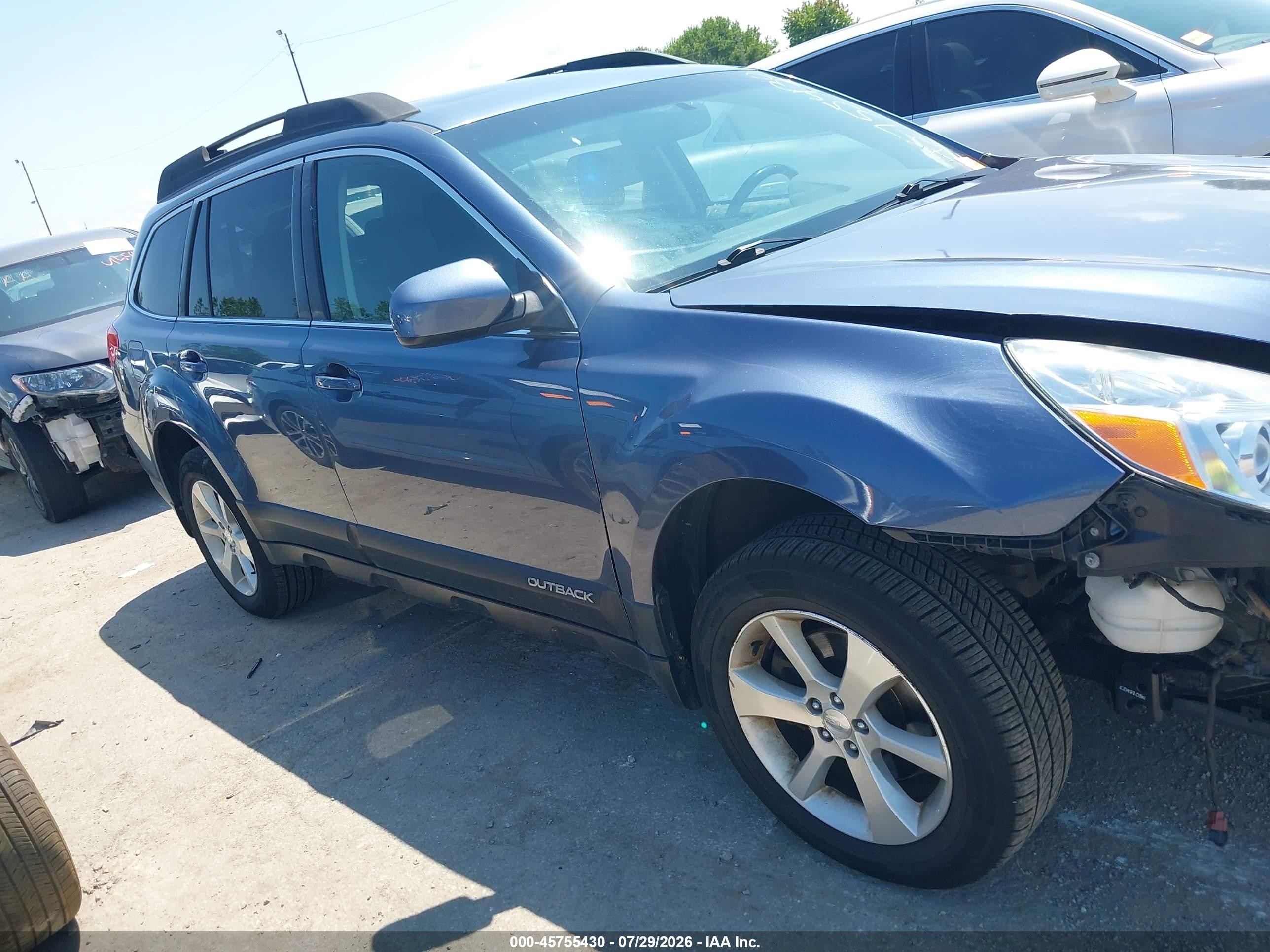2014 Subaru Outback 3.6r Limited Blue vin: 4S4BRDLC9E2202550