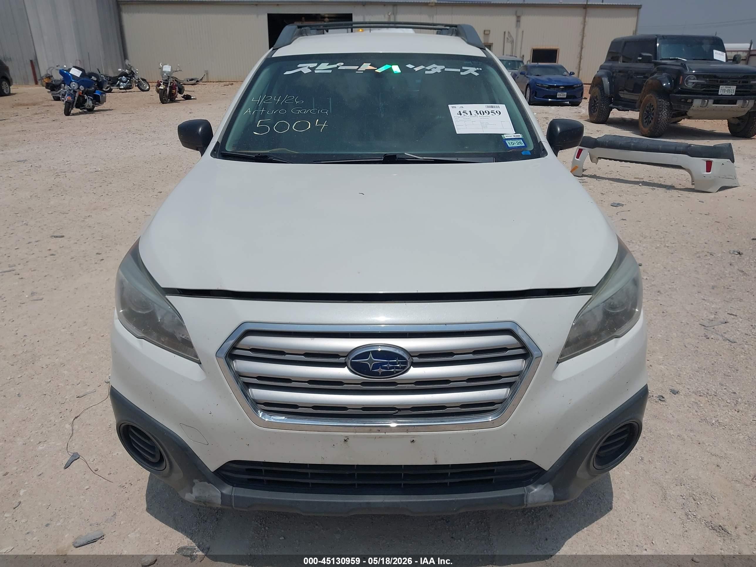 2015 Subaru Outback 2.5i White vin: 4S4BSAAC9F3252186
