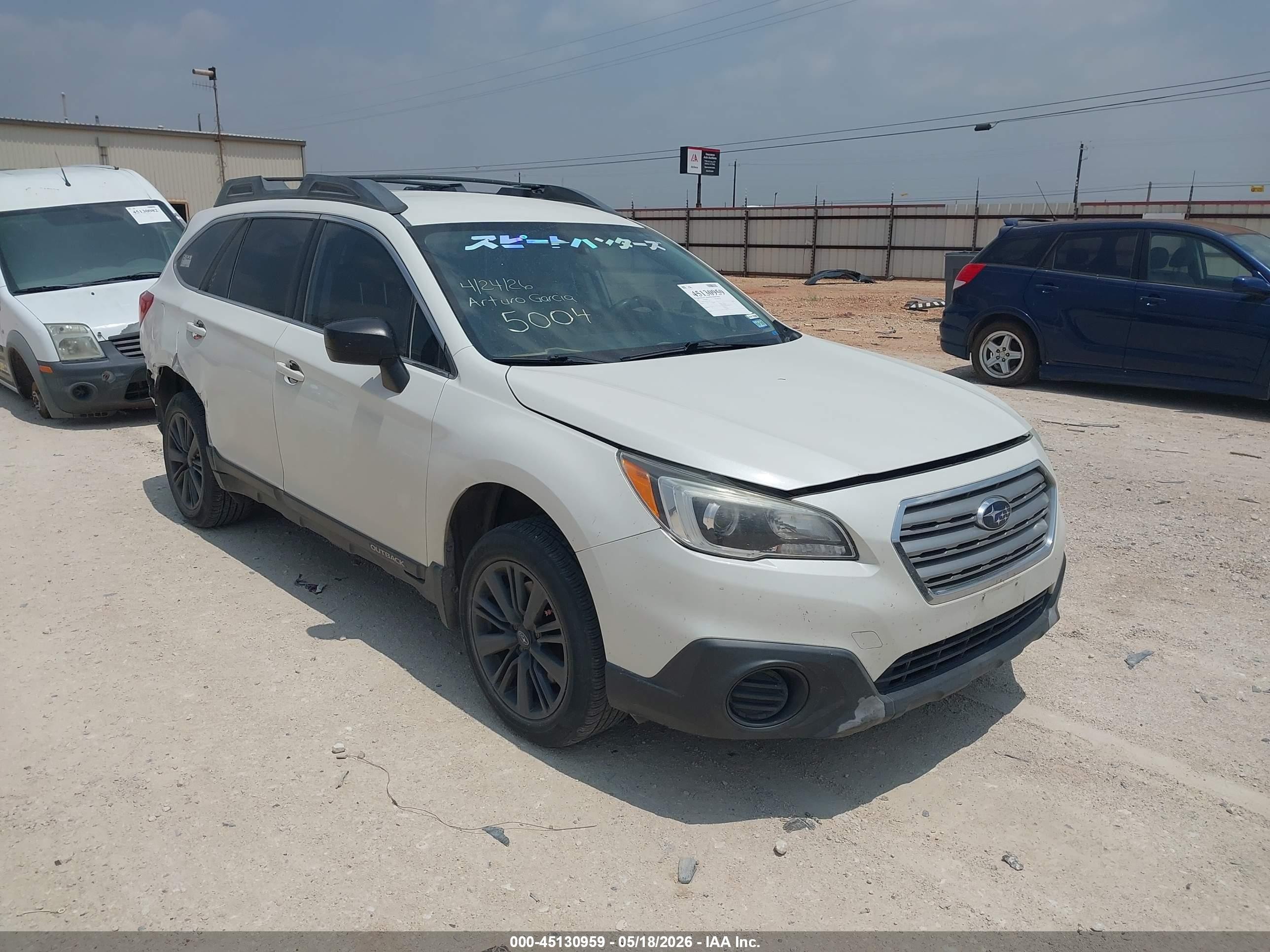 2015 Subaru Outback 2.5i White vin: 4S4BSAAC9F3252186