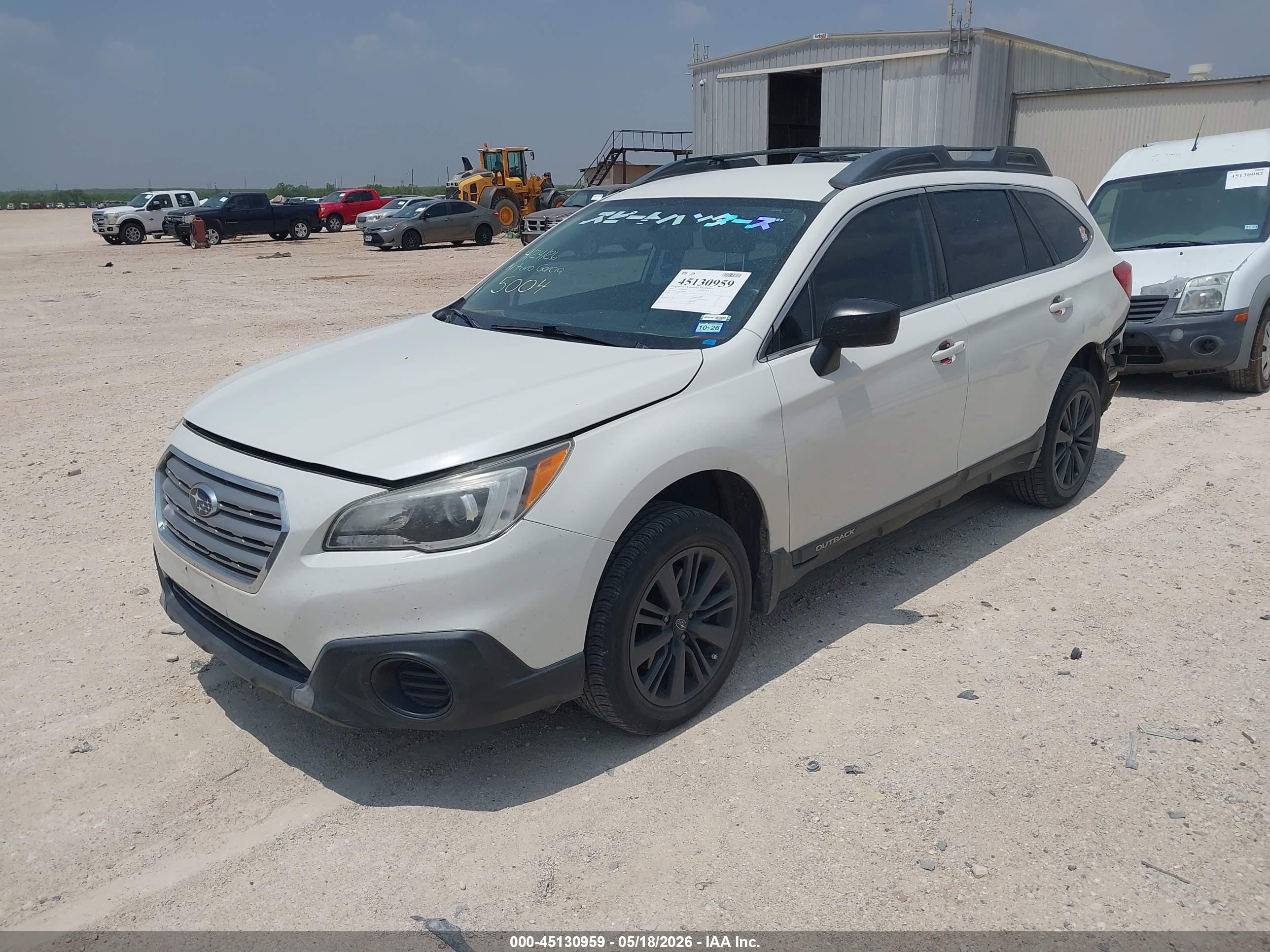 2015 Subaru Outback 2.5i White vin: 4S4BSAAC9F3252186