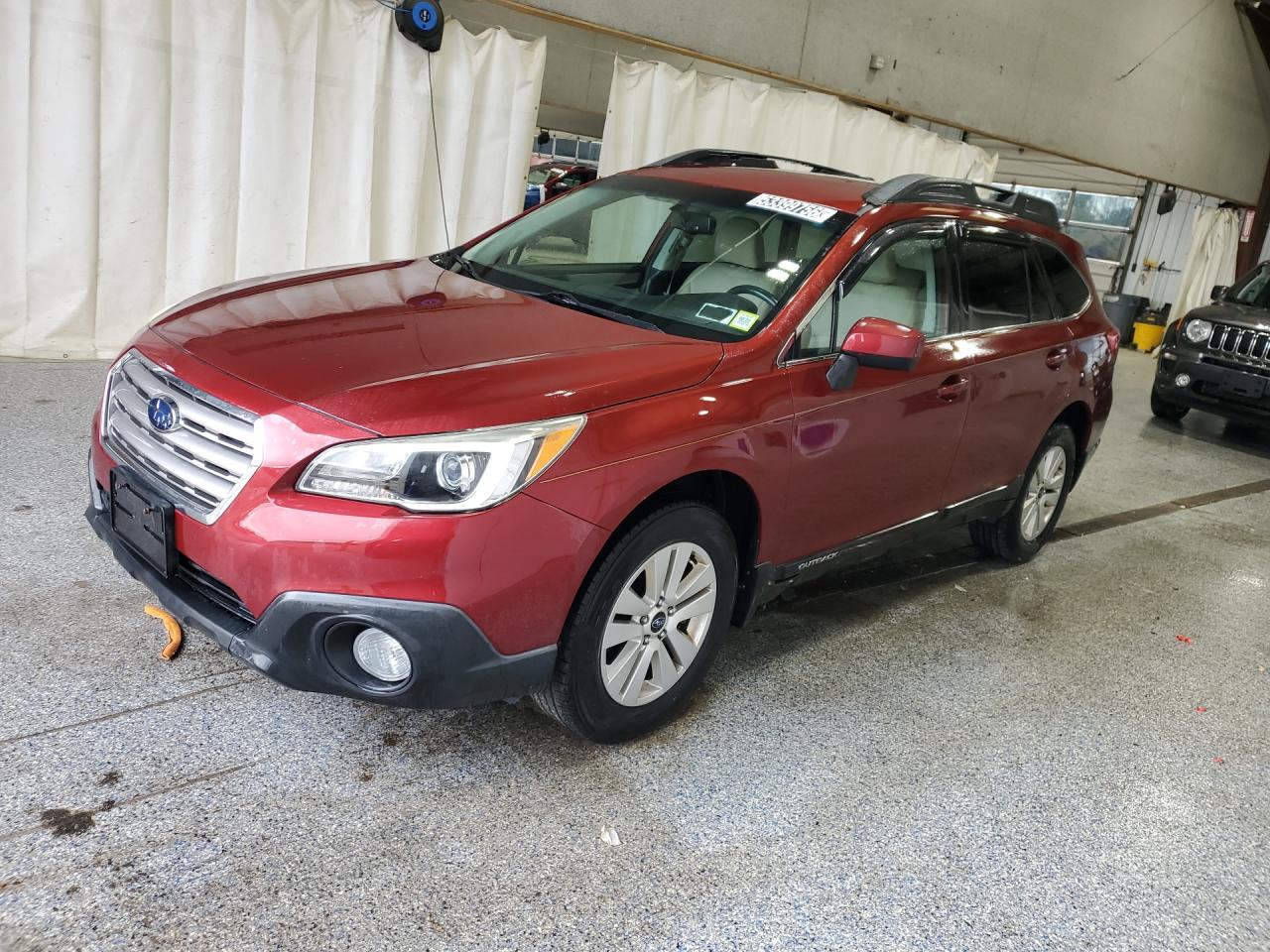 2015 Subaru Outback 2.5i Premium Burgundy vin: 4S4BSACC0F3253076 Damage: Left Front Tire, Worn, Replacement Required