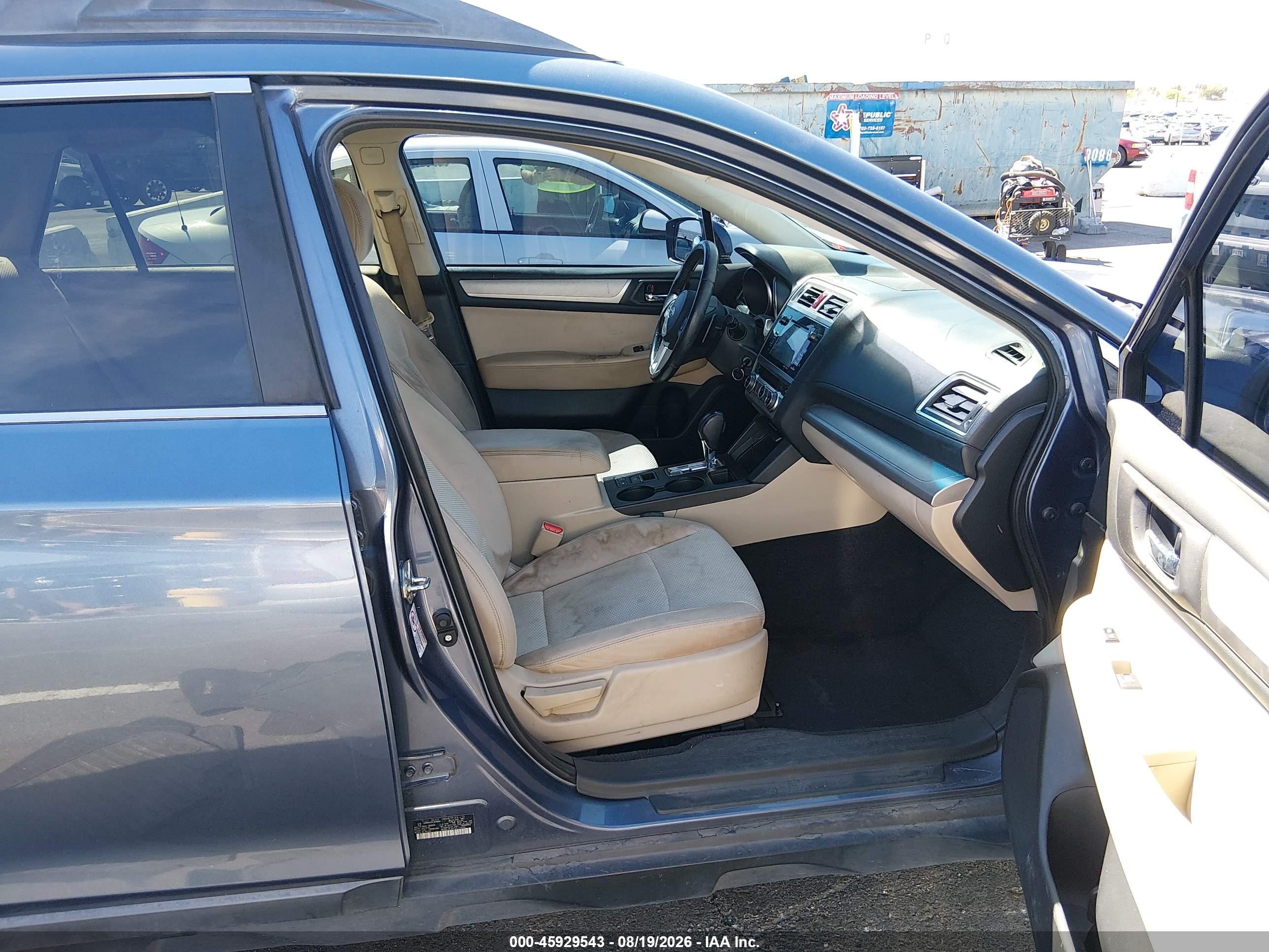 2015 Subaru Outback 2.5i Premium Blue vin: 4S4BSACC2F3238885