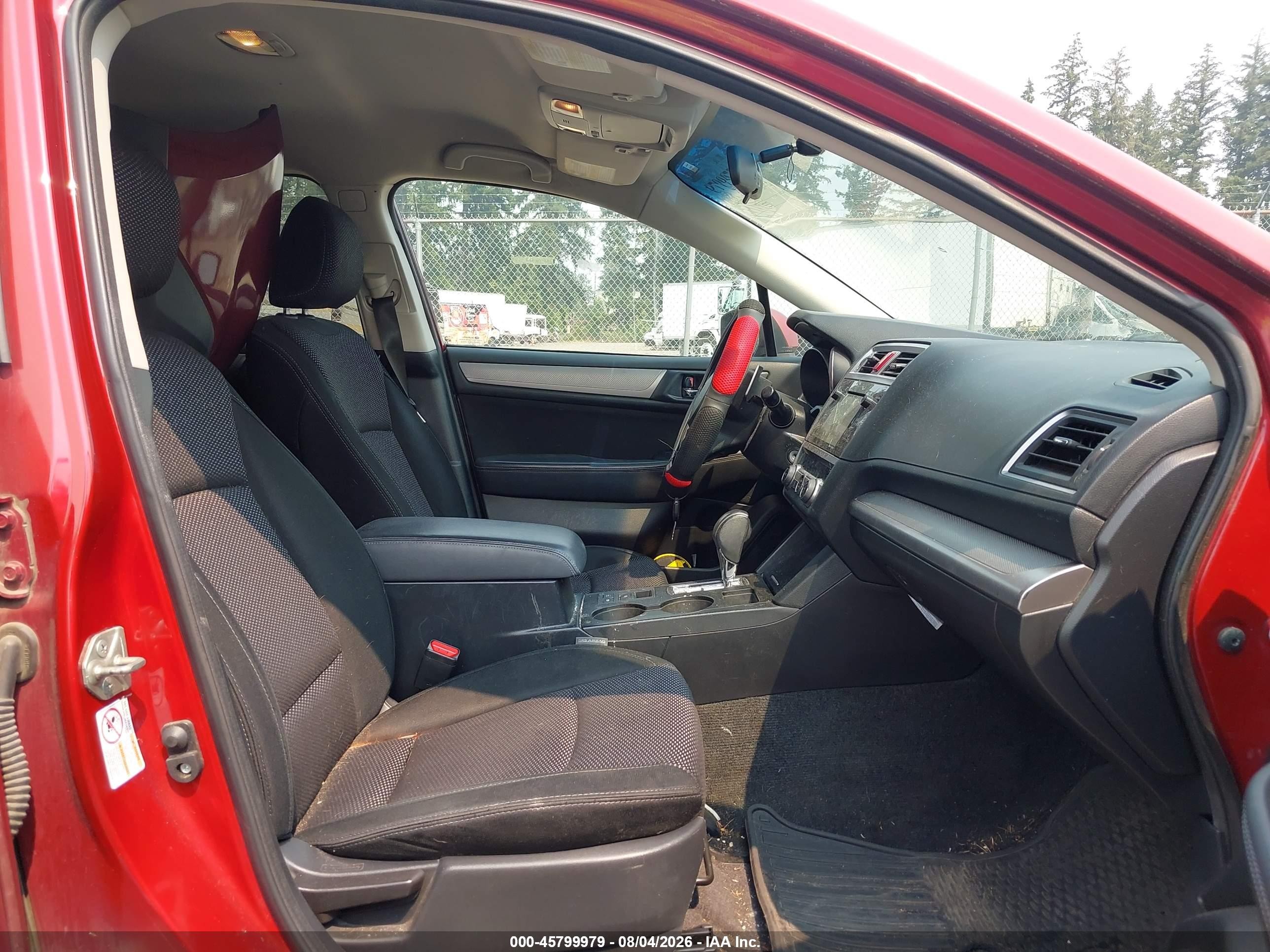 2015 Subaru Outback 2.5i Premium Red vin: 4S4BSACC6F3206814