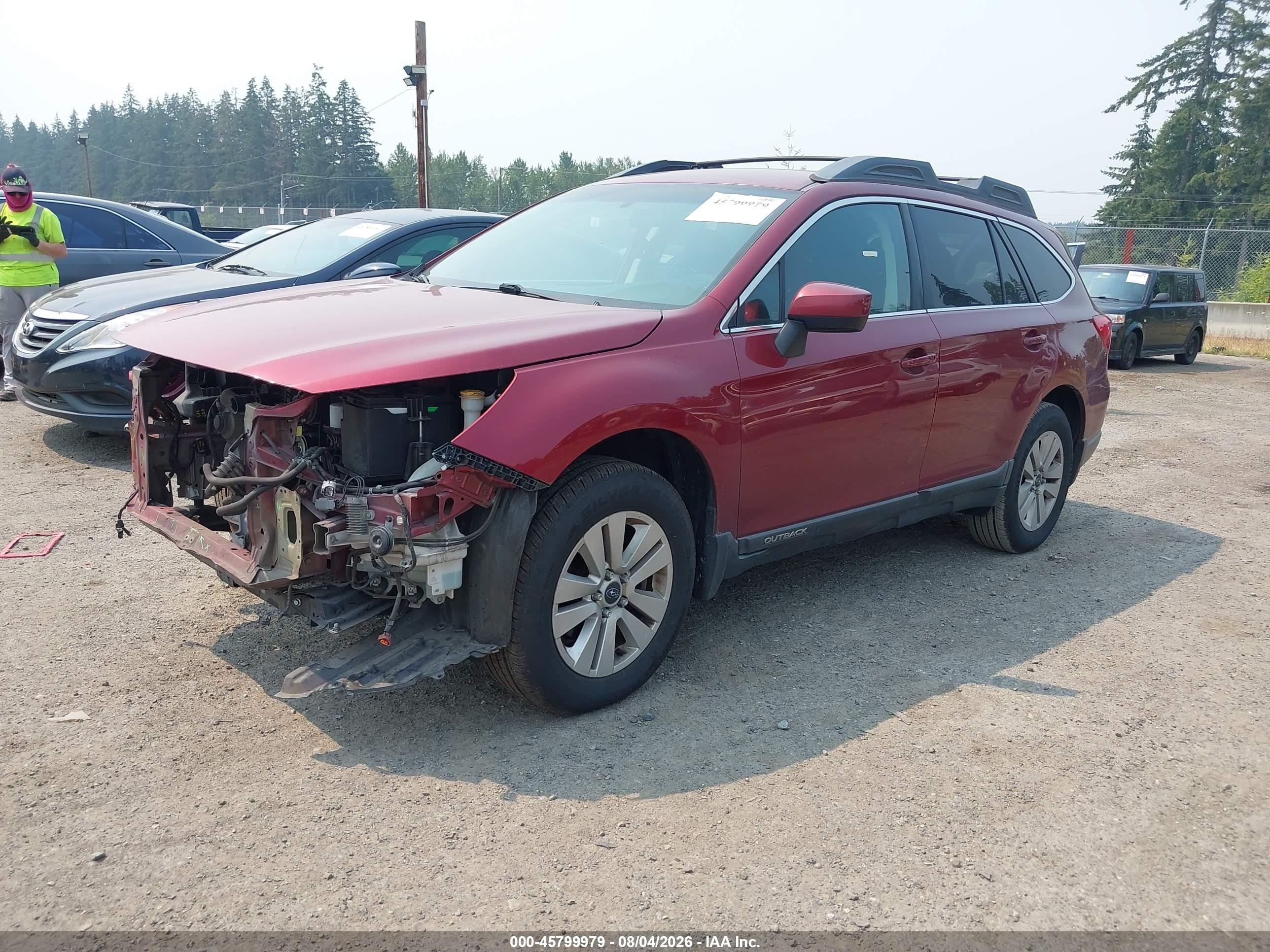 2015 Subaru Outback 2.5i Premium Red vin: 4S4BSACC6F3206814