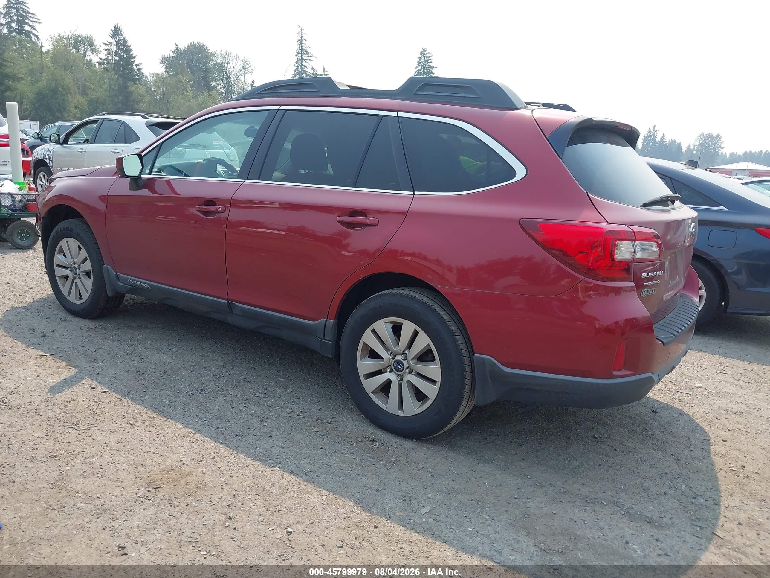 2015 Subaru Outback 2.5i Premium Red vin: 4S4BSACC6F3206814