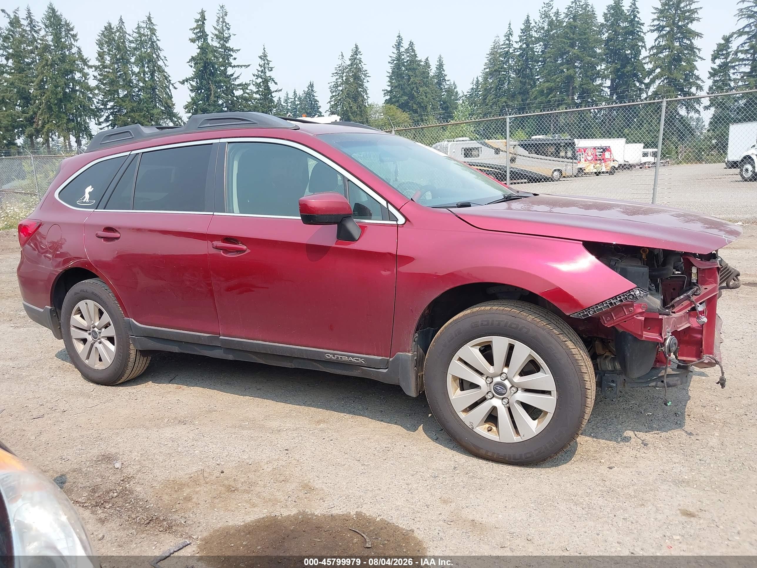 2015 Subaru Outback 2.5i Premium Red vin: 4S4BSACC6F3206814