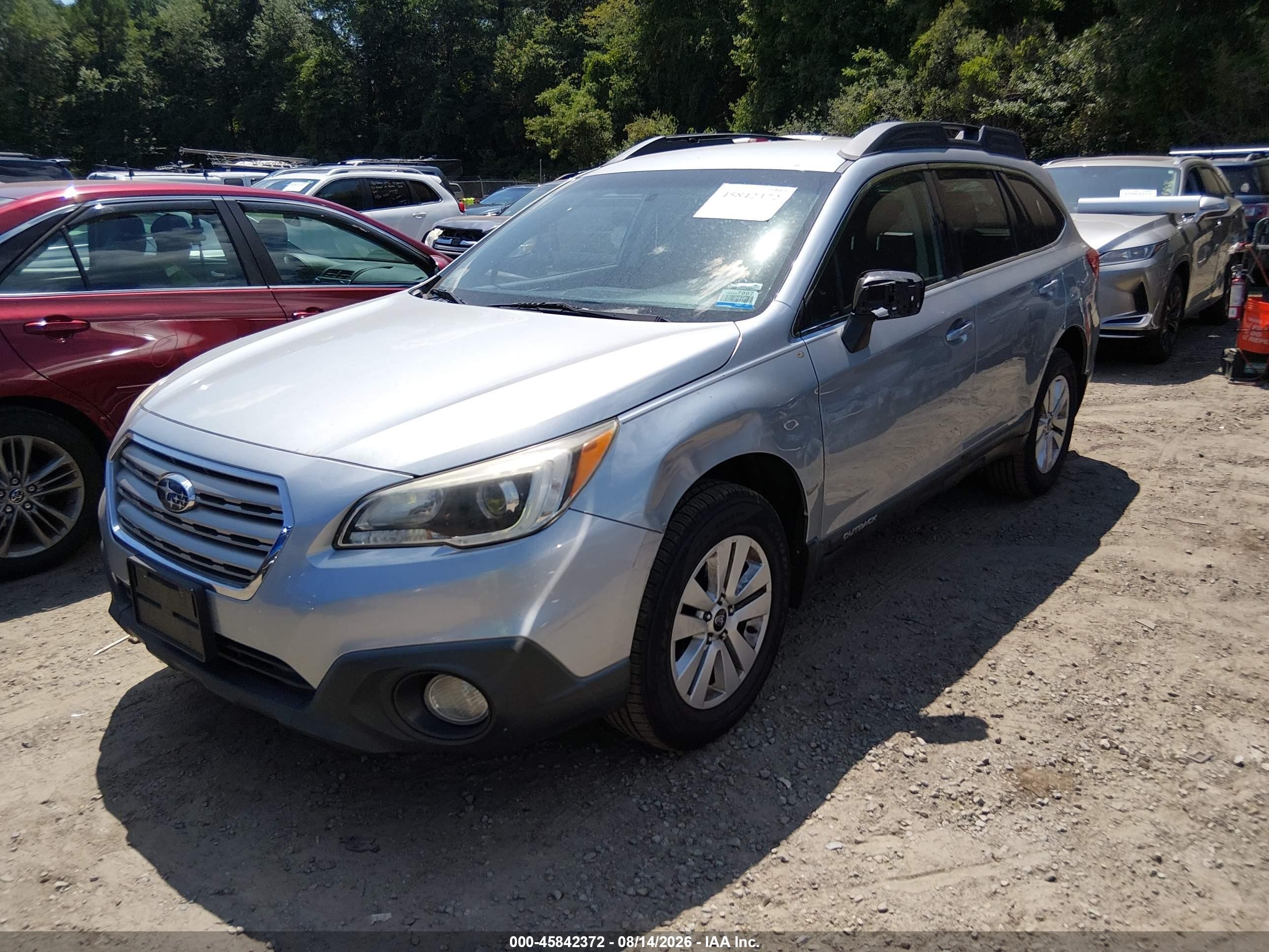 2015 Subaru Outback 2.5i Premium Silver vin: 4S4BSACC7F3234220