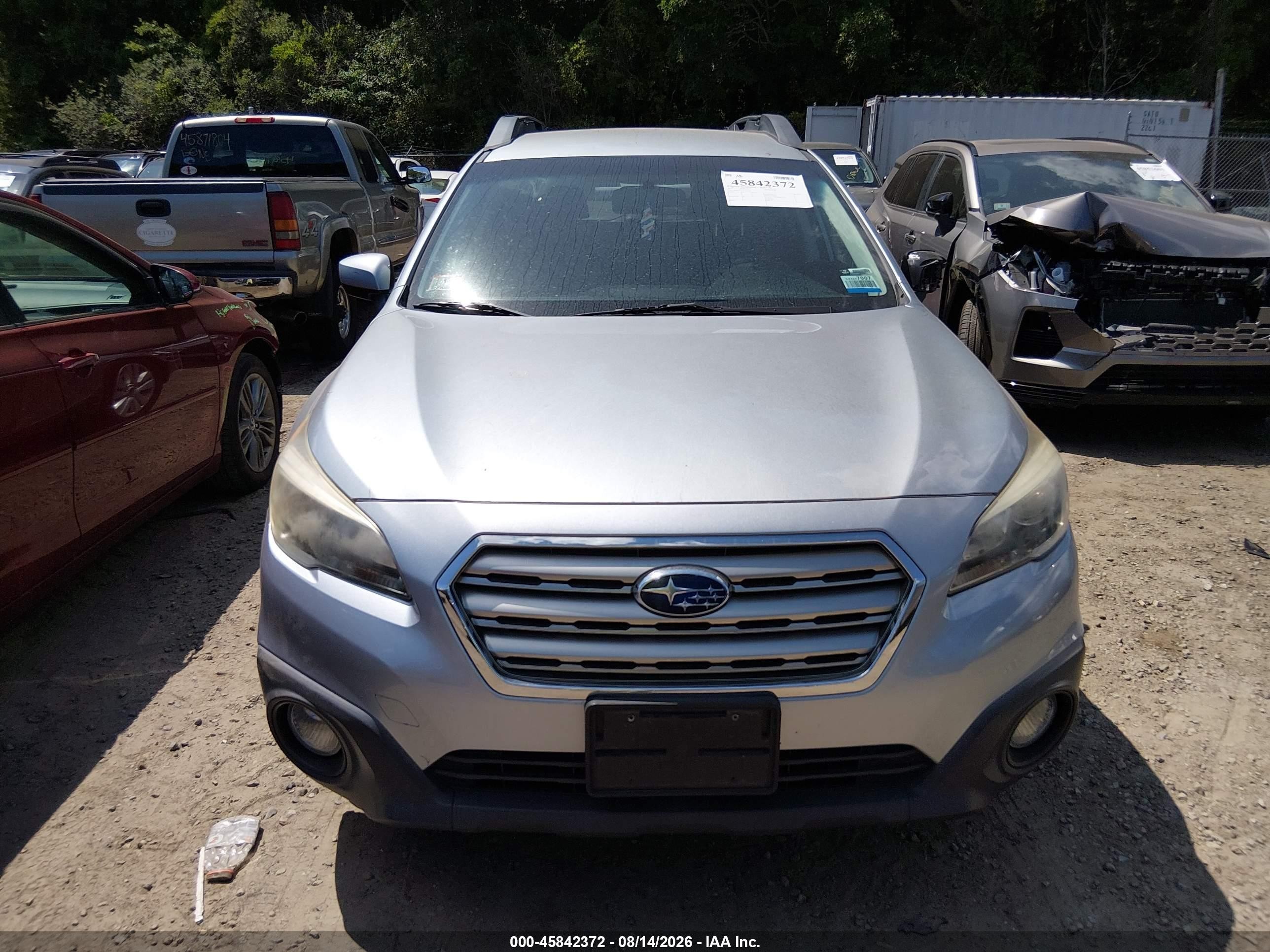 2015 Subaru Outback 2.5i Premium Silver vin: 4S4BSACC7F3234220