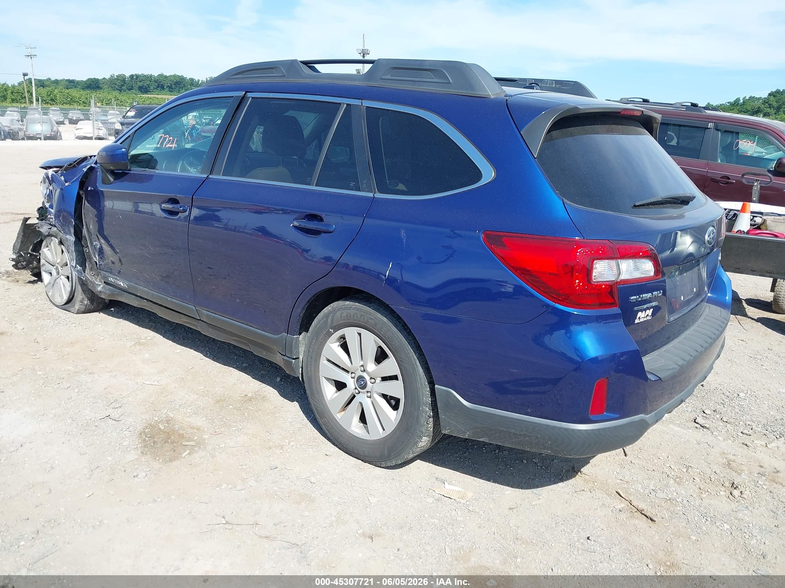 2015 Subaru Outback 2.5i Premium Blue vin: 4S4BSACC7F3307490
