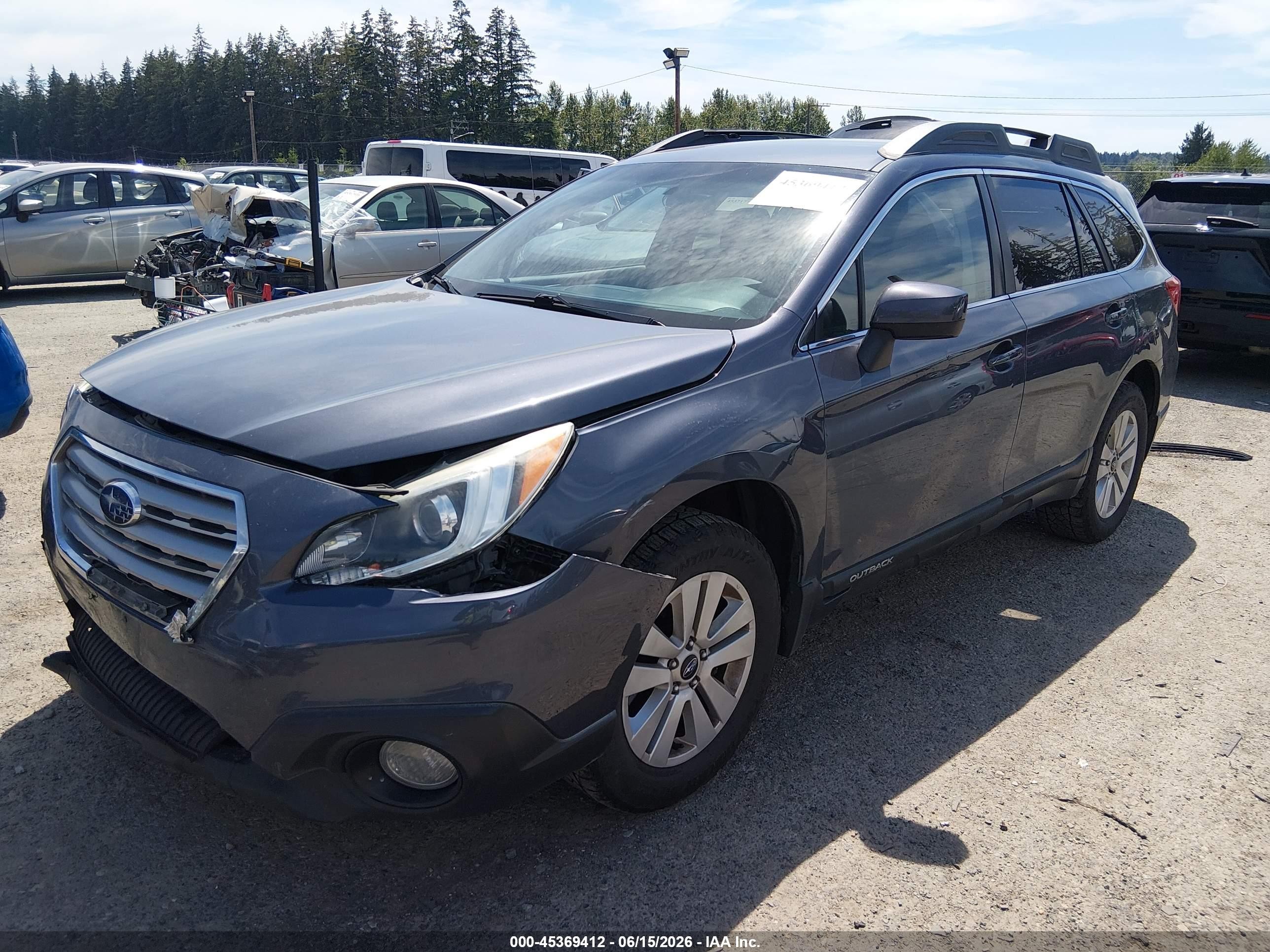 2015 Subaru Outback 2.5i Premium Gray vin: 4S4BSACC9F3334237