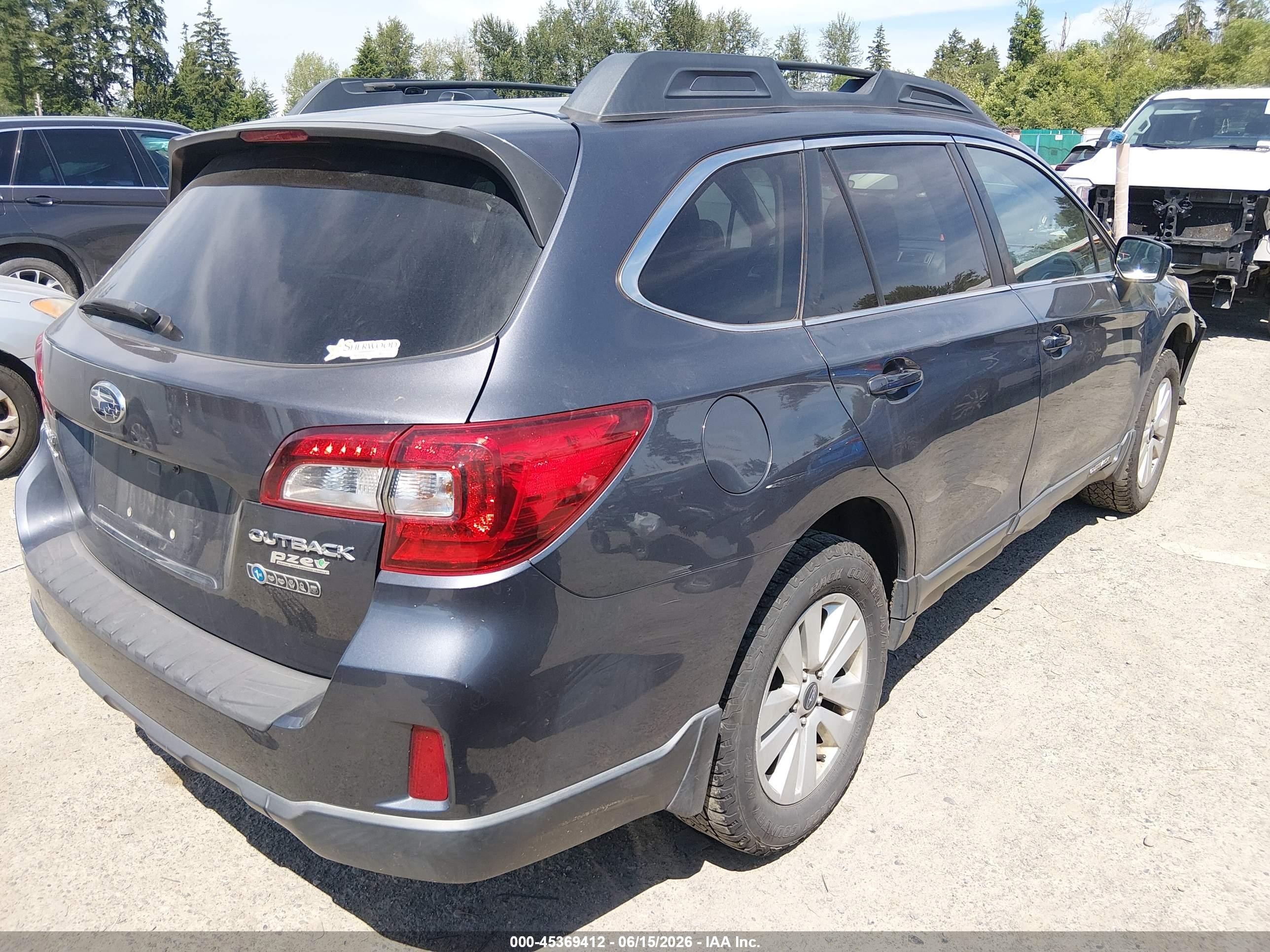 2015 Subaru Outback 2.5i Premium Gray vin: 4S4BSACC9F3334237