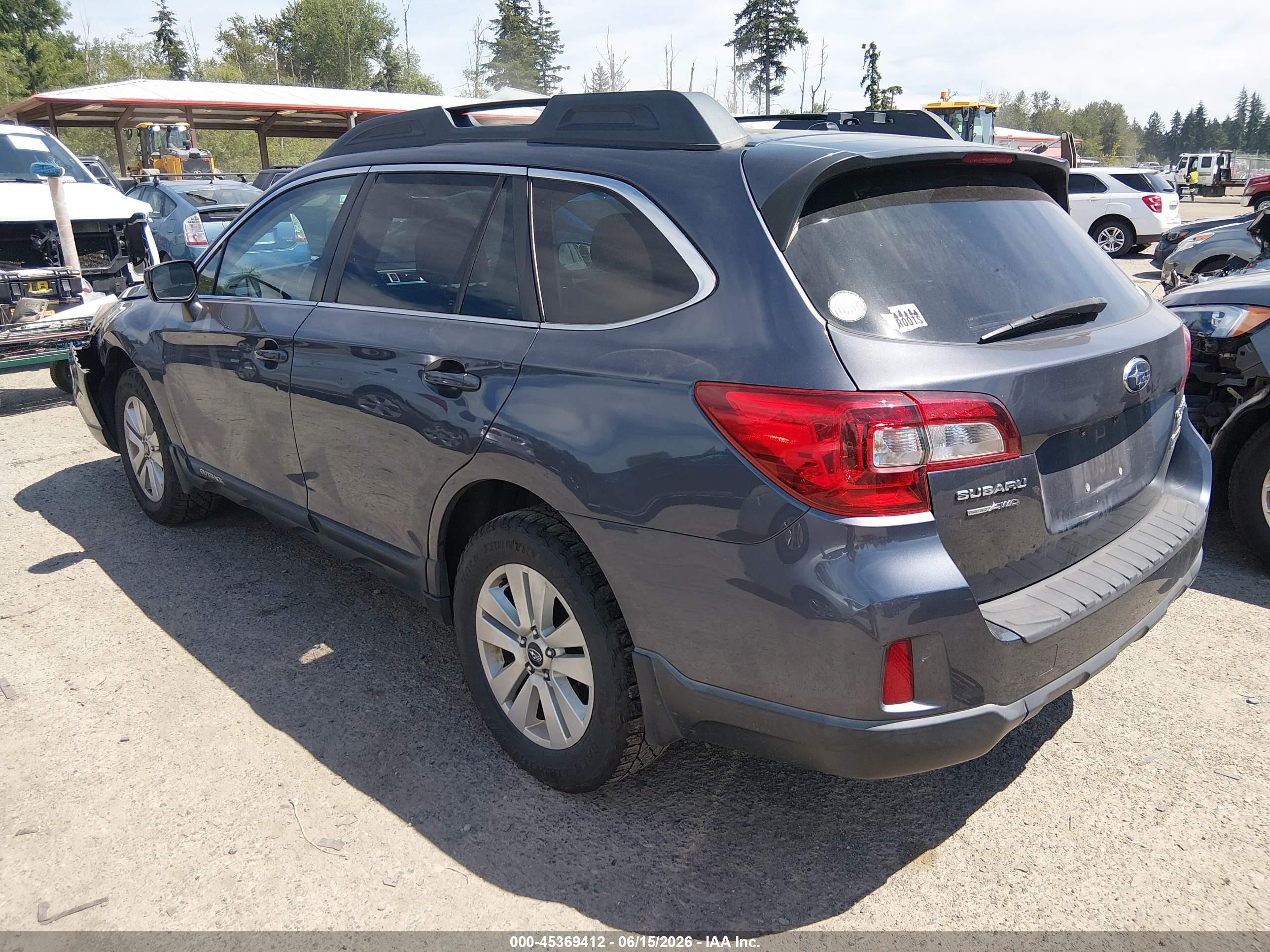 2015 Subaru Outback 2.5i Premium Gray vin: 4S4BSACC9F3334237
