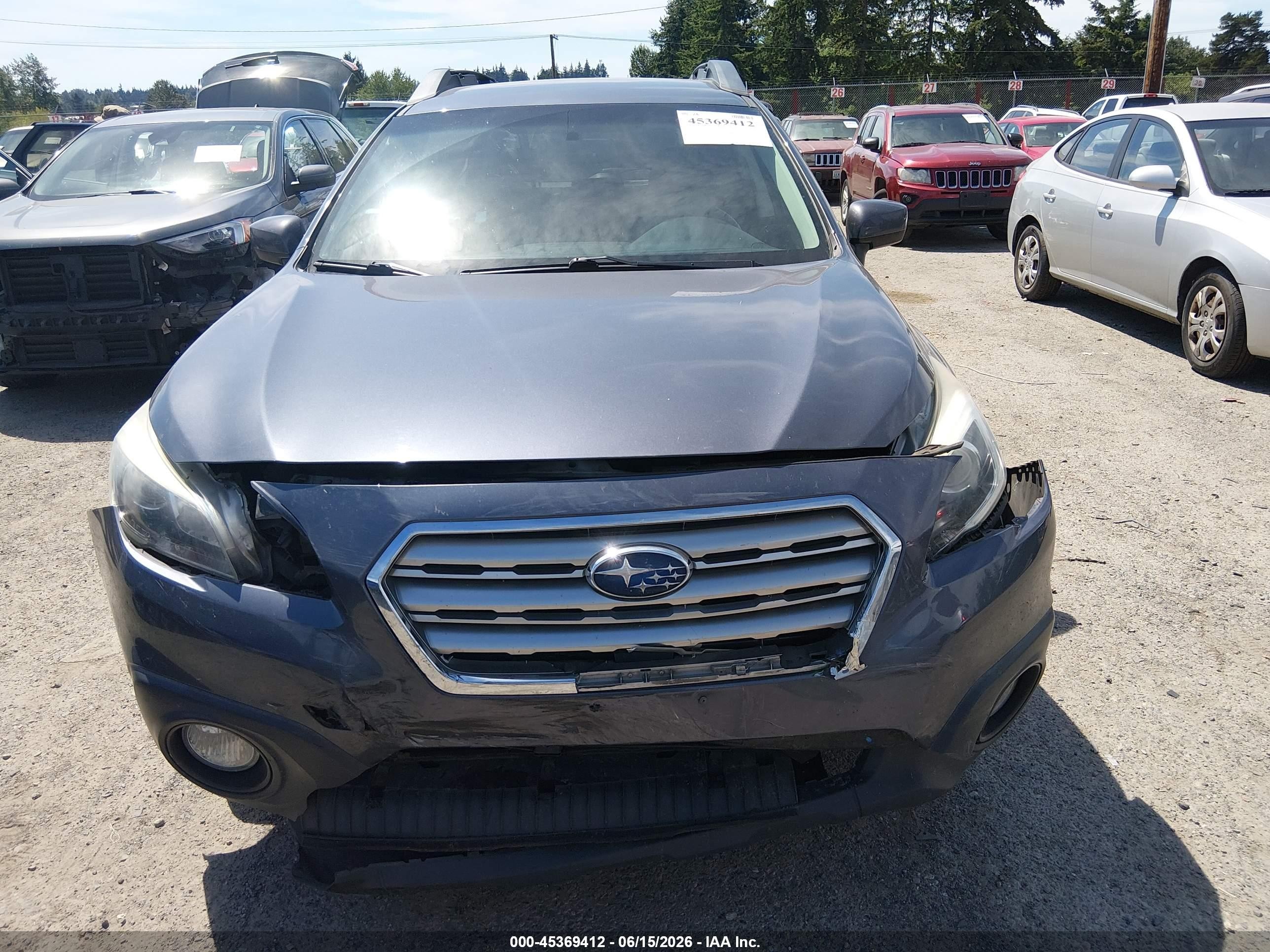 2015 Subaru Outback 2.5i Premium Gray vin: 4S4BSACC9F3334237