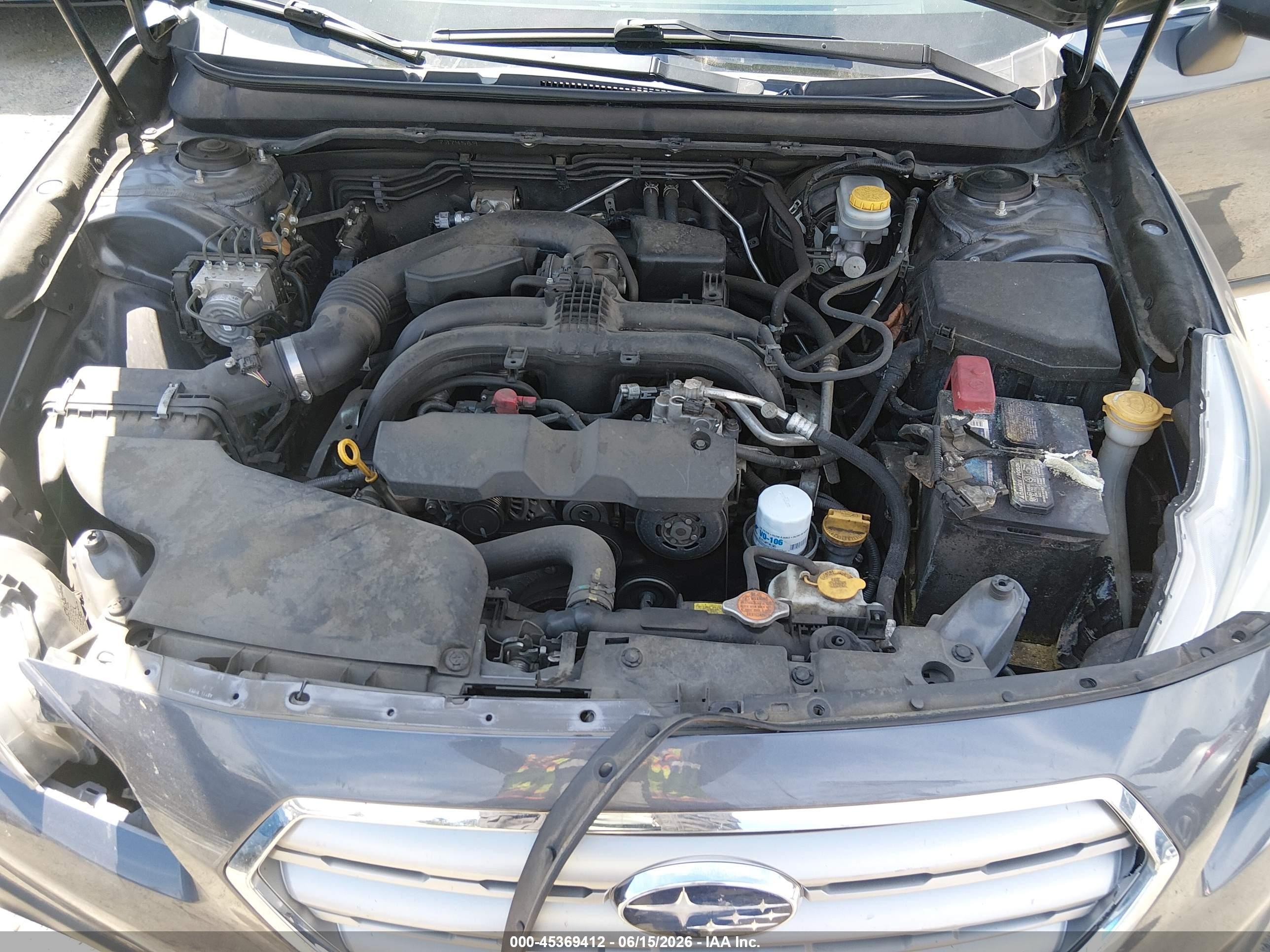 2015 Subaru Outback 2.5i Premium Gray vin: 4S4BSACC9F3334237