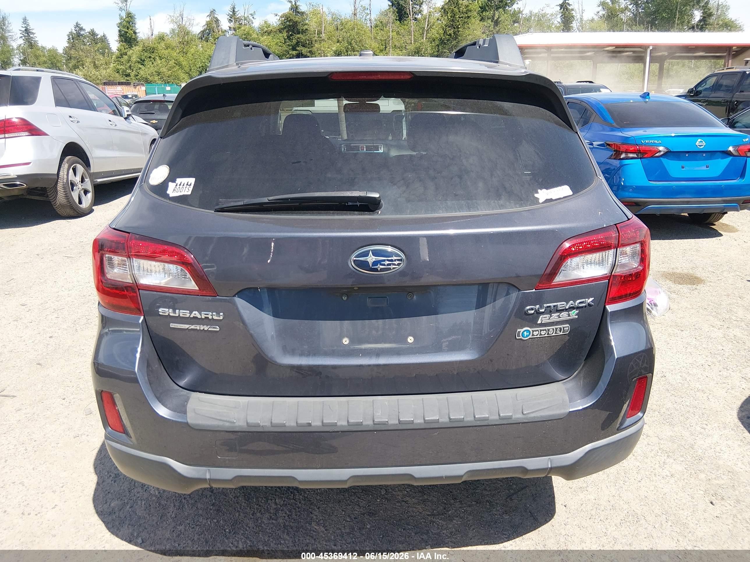 2015 Subaru Outback 2.5i Premium Gray vin: 4S4BSACC9F3334237