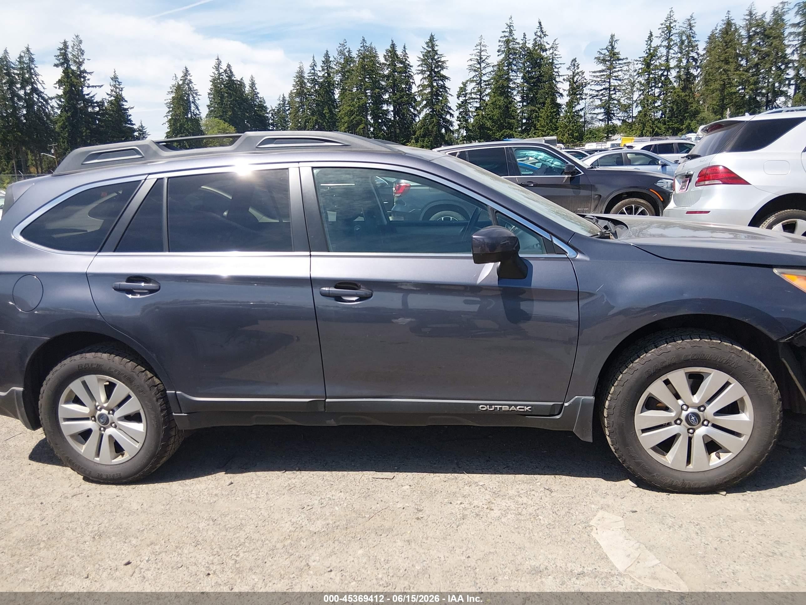 2015 Subaru Outback 2.5i Premium Gray vin: 4S4BSACC9F3334237
