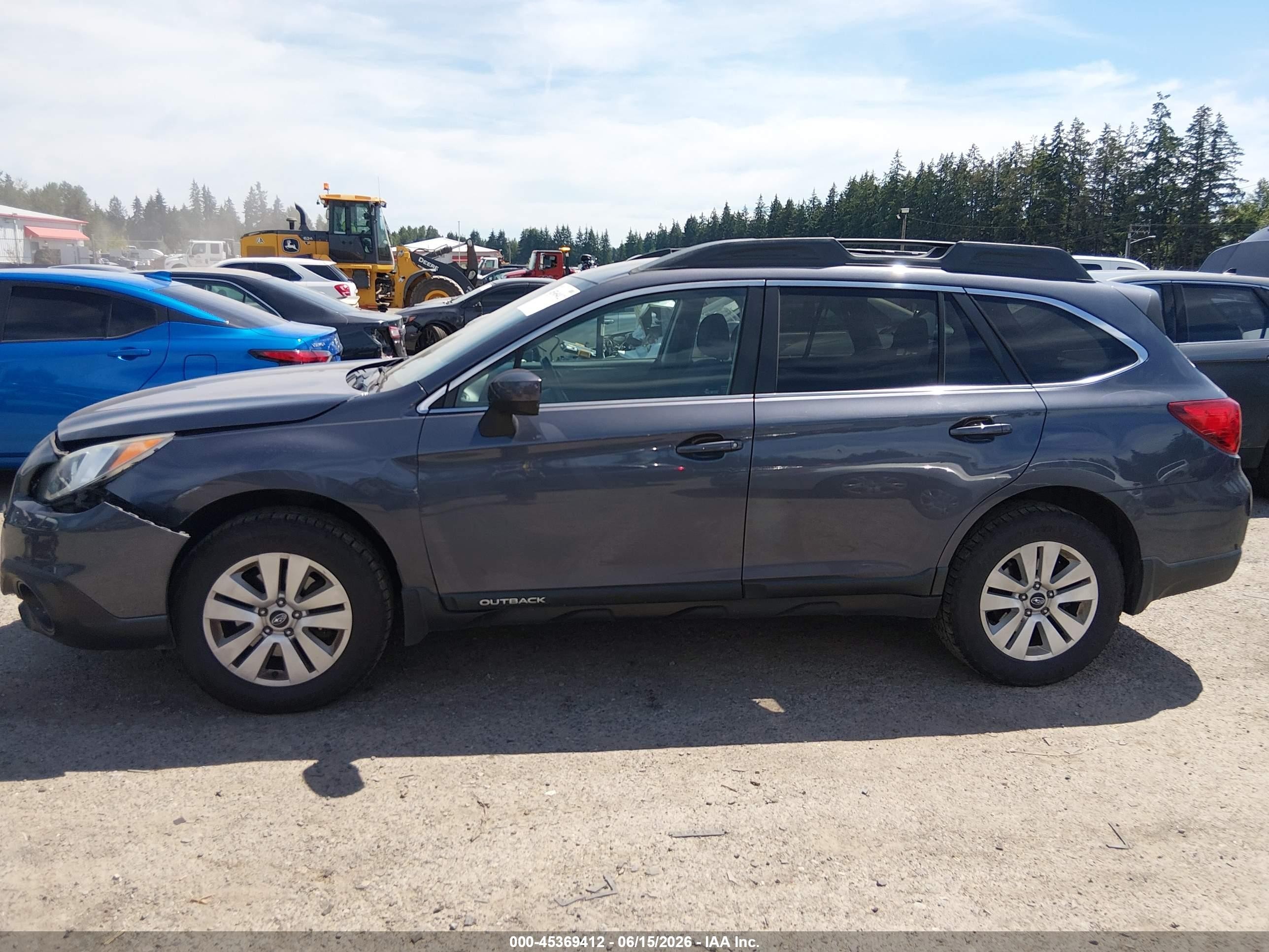 2015 Subaru Outback 2.5i Premium Gray vin: 4S4BSACC9F3334237
