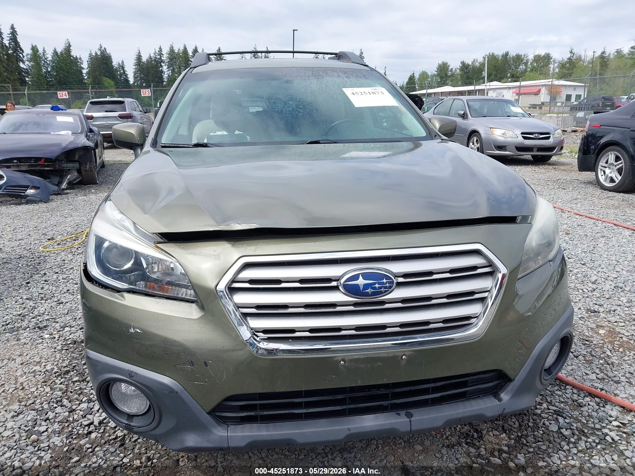 2015 Subaru Outback 2.5i Premium Green vin: 4S4BSADC8F3259724