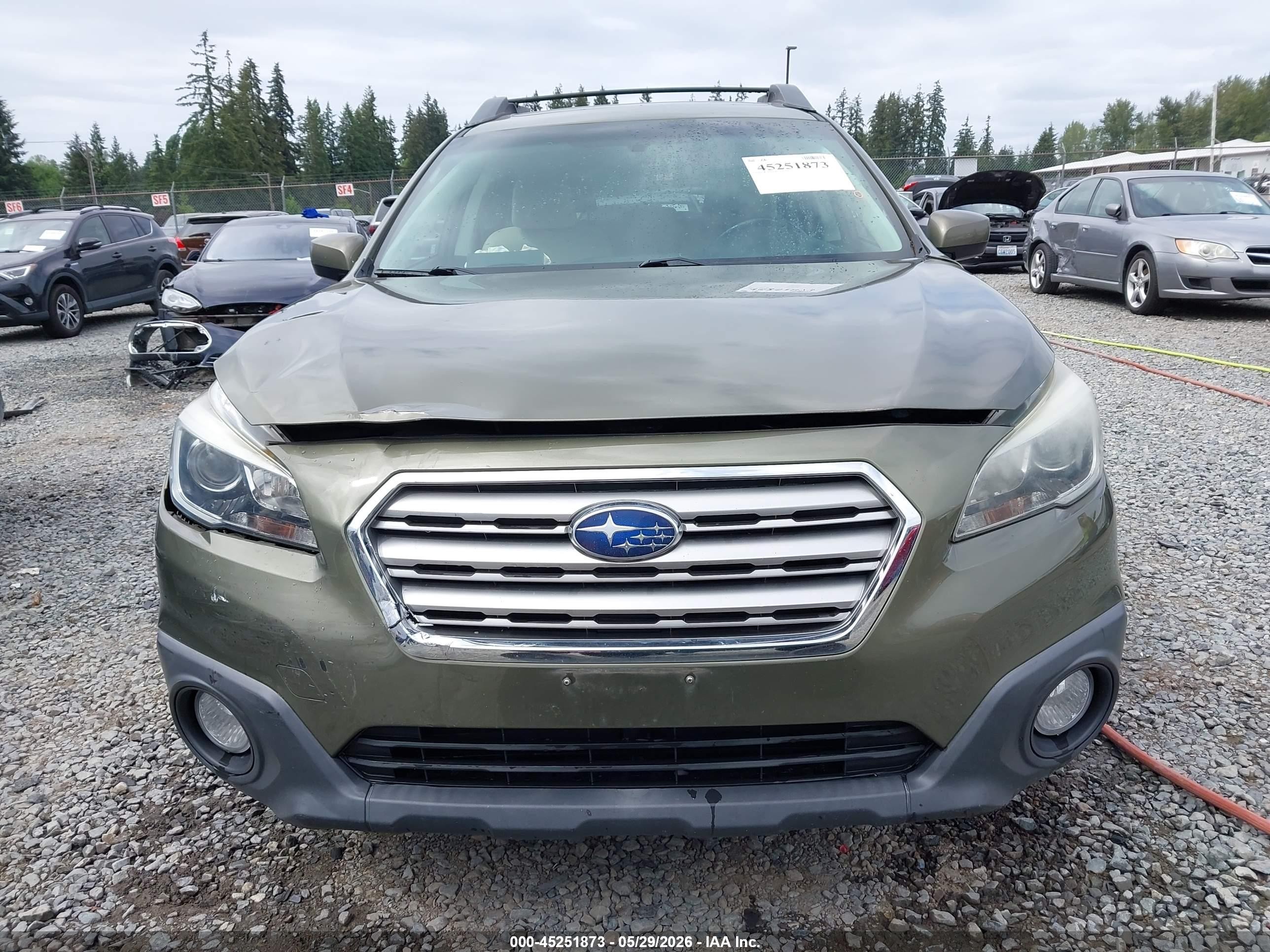 2015 Subaru Outback 2.5i Premium Green vin: 4S4BSADC8F3259724