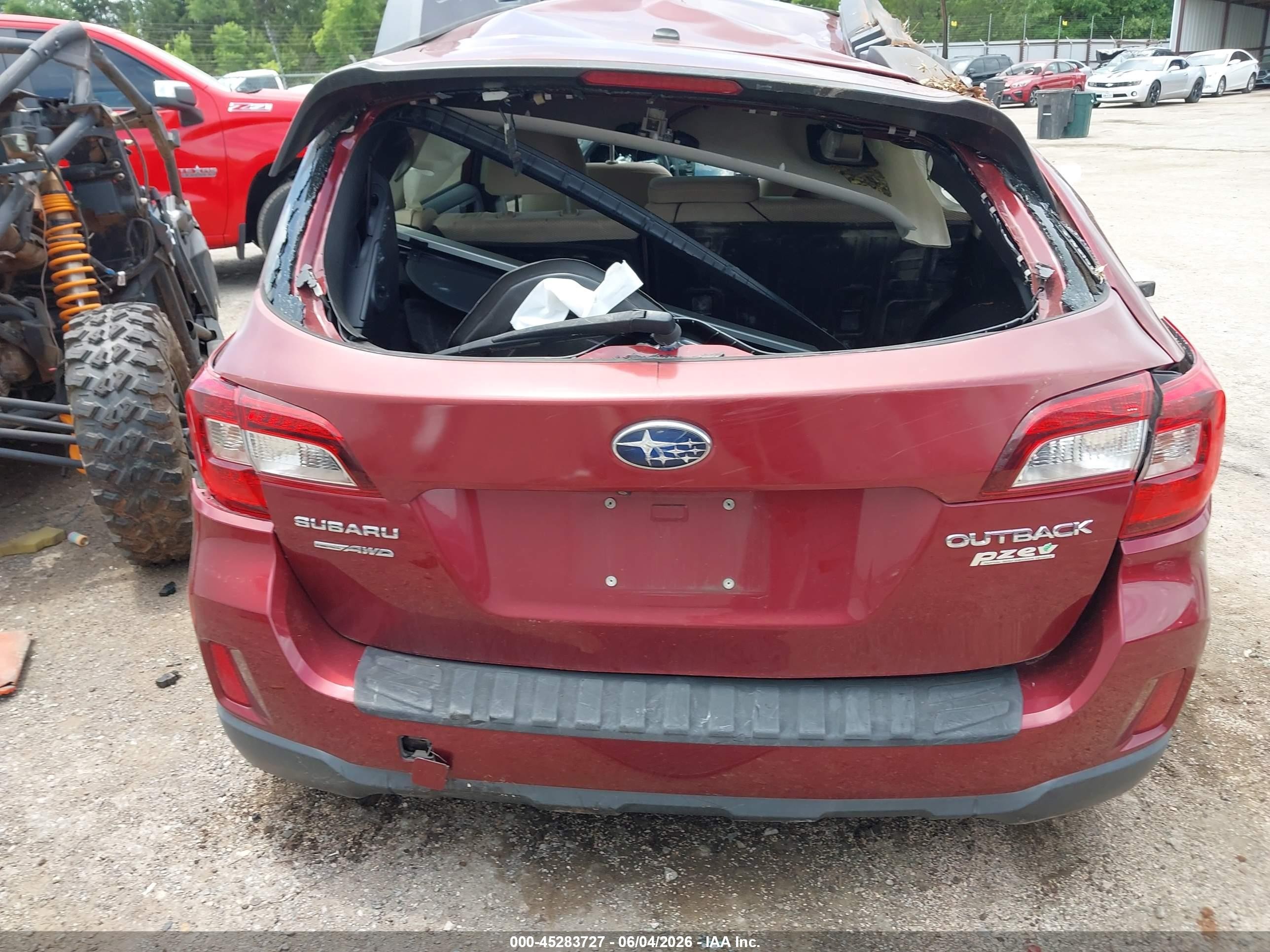 2015 Subaru Outback 2.5i Premium Maroon vin: 4S4BSAEC3F3216746