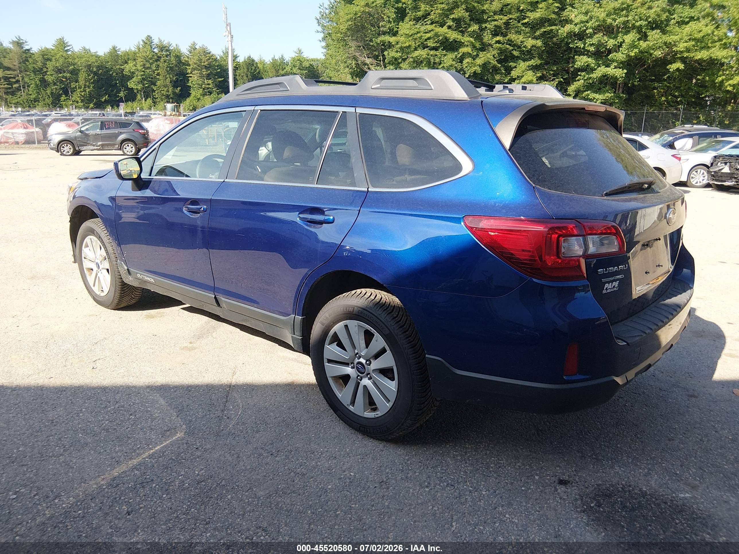 2015 Subaru Outback 2.5i Premium Blue vin: 4S4BSAEC9F3278720