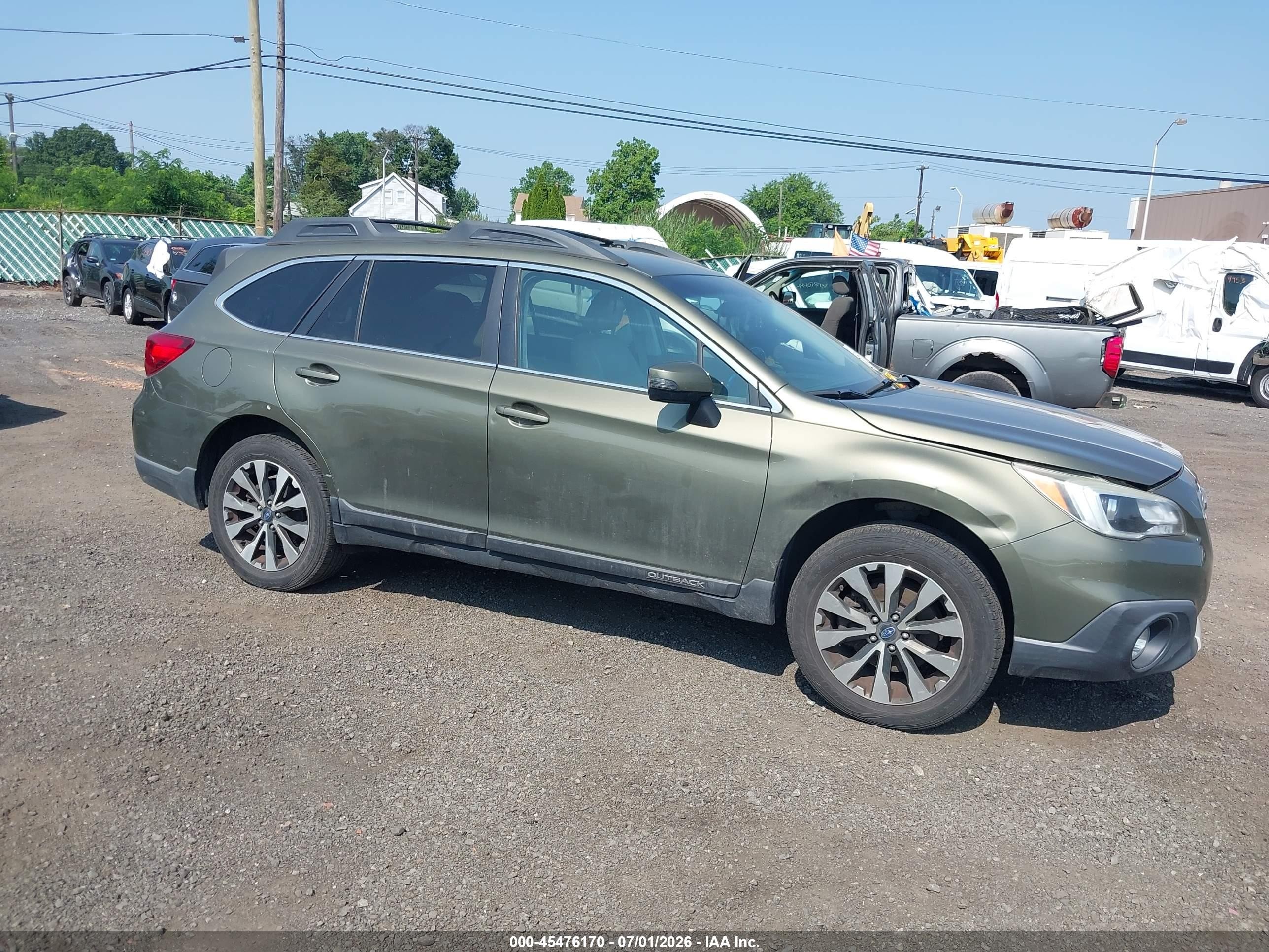 2015 Subaru Outback 2.5i Limited Green vin: 4S4BSAJC0F3225250