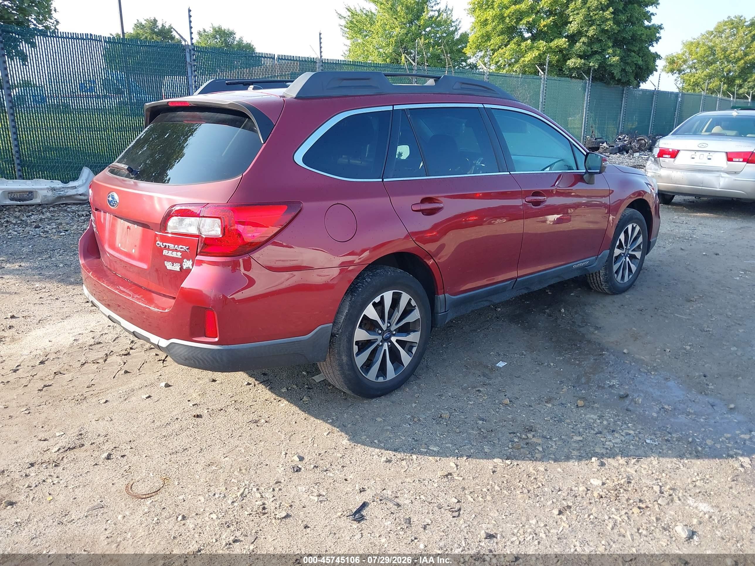 2015 Subaru Outback 2.5i Limited Burgundy vin: 4S4BSAJC4F3314142