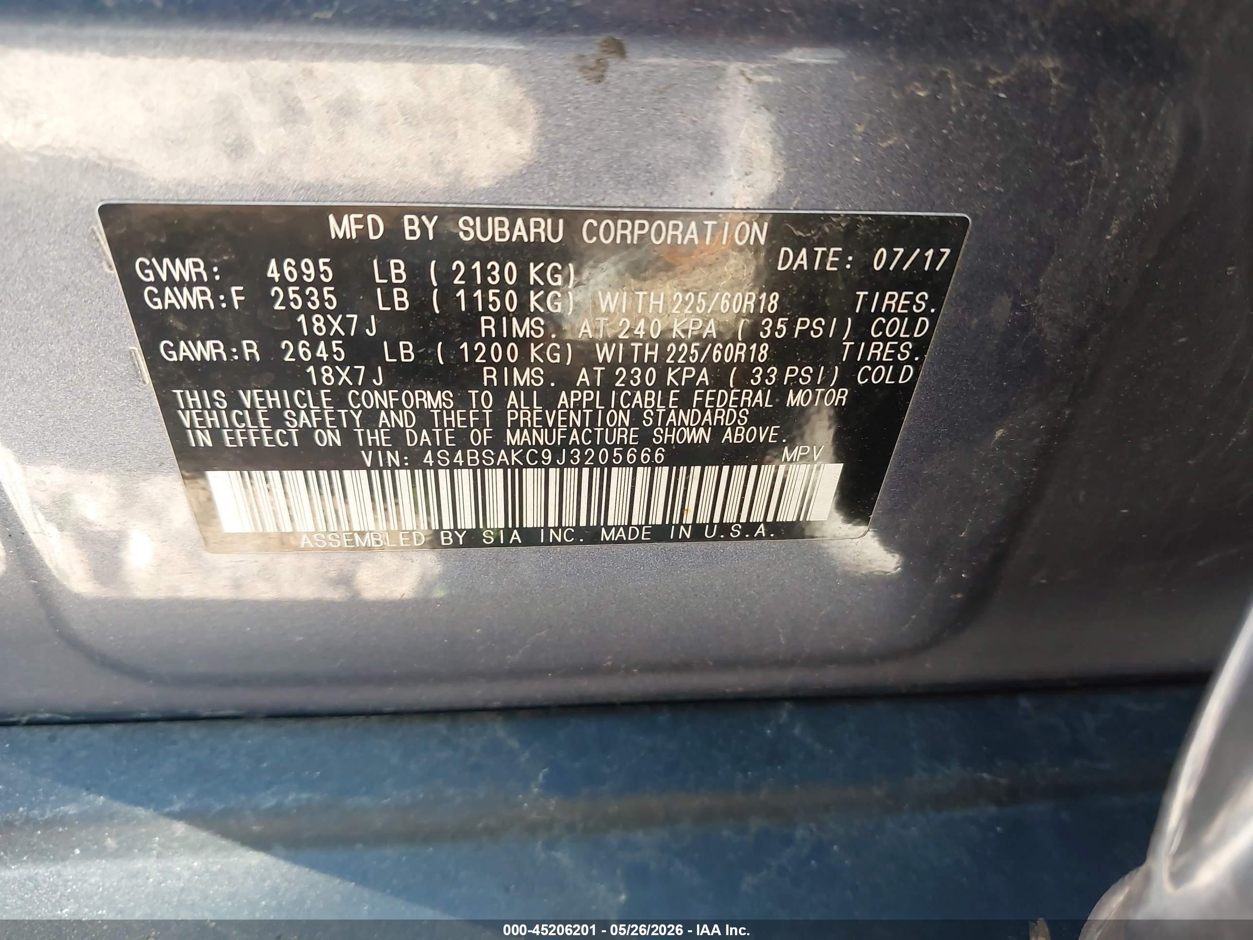 2018 Subaru Outback 2.5i Limited Gray vin: 4S4BSAKC9J3205666