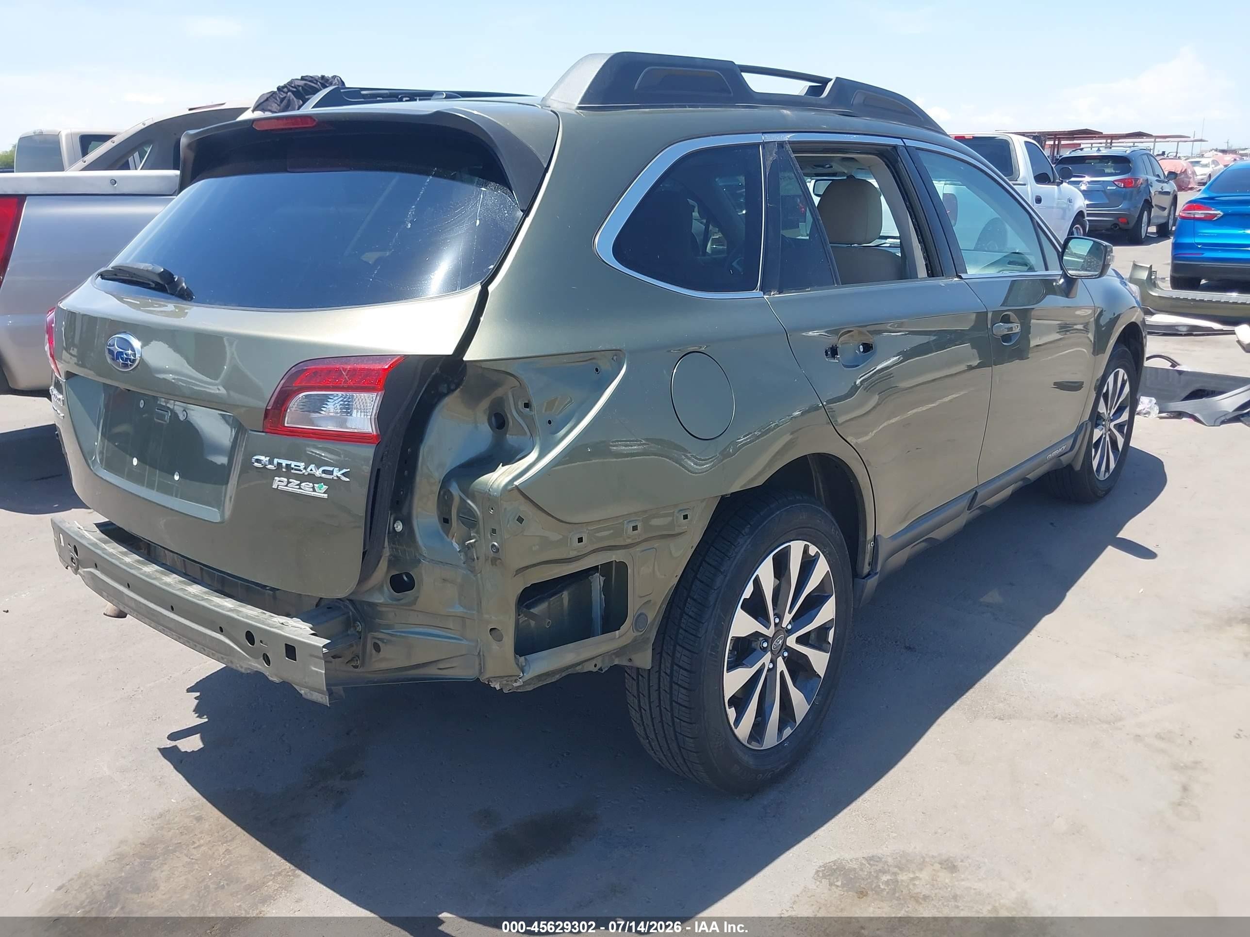 2015 Subaru Outback 2.5i Limited Green vin: 4S4BSALC6F3256628