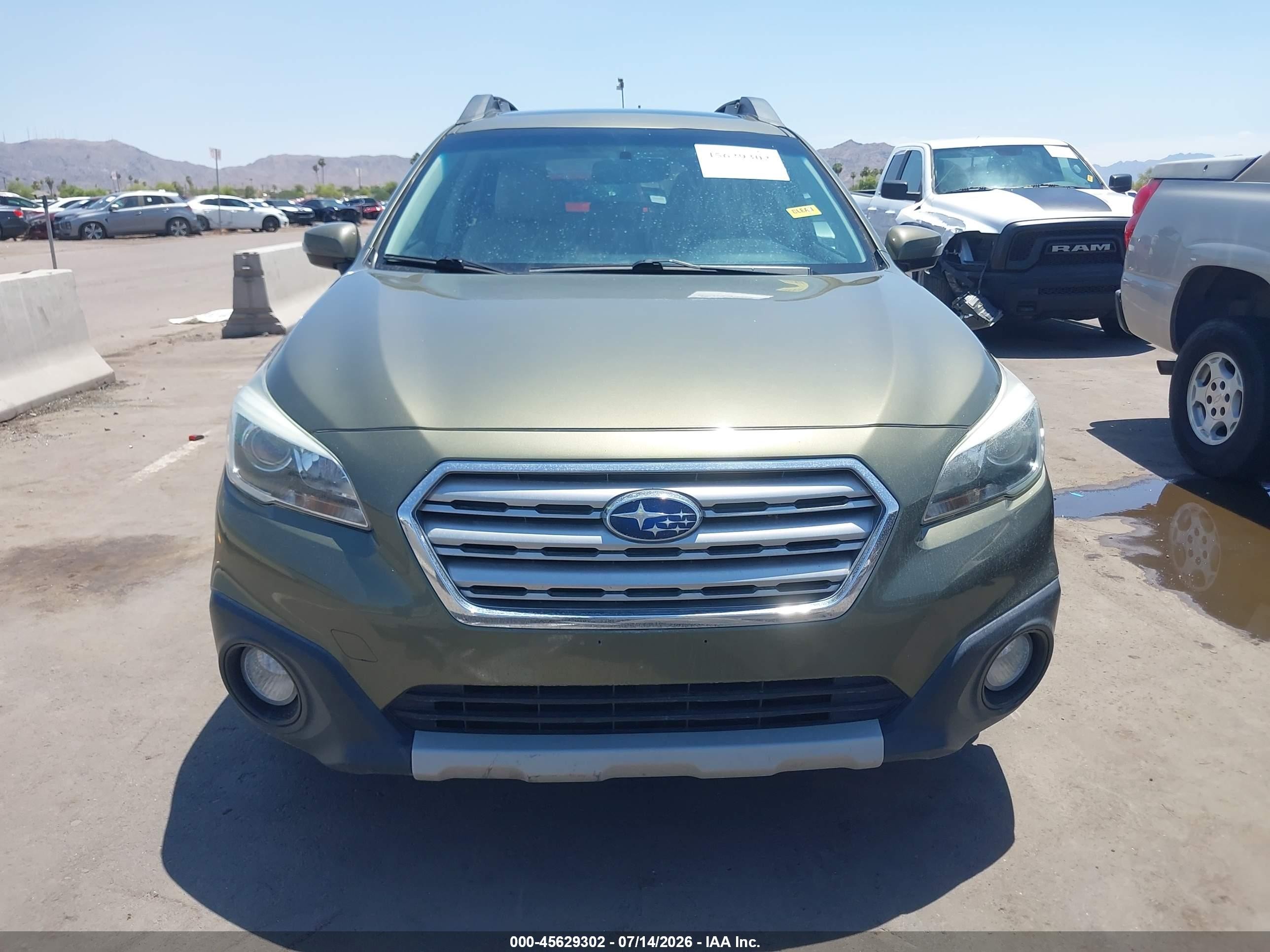 2015 Subaru Outback 2.5i Limited Green vin: 4S4BSALC6F3256628