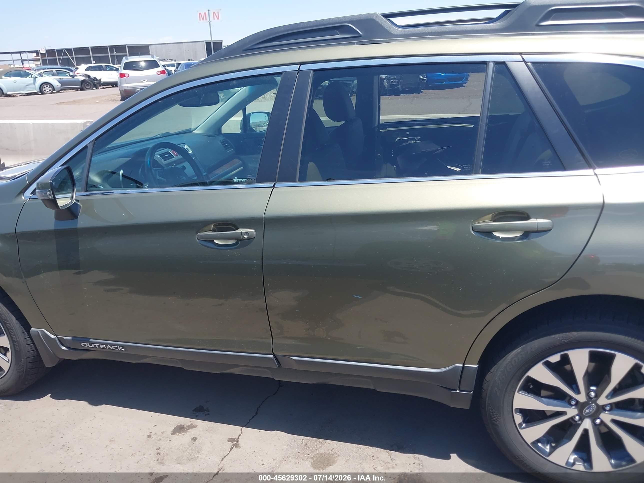 2015 Subaru Outback 2.5i Limited Green vin: 4S4BSALC6F3256628