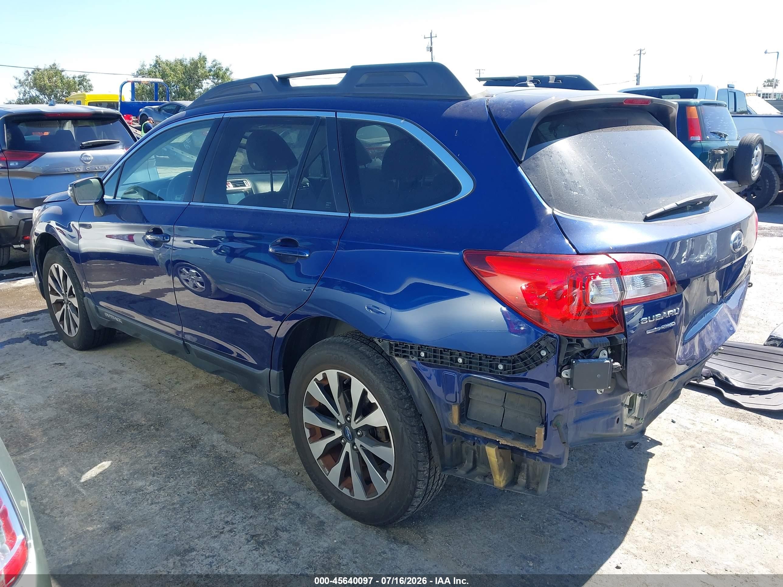 2015 Subaru Outback 2.5i Limited Blue vin: 4S4BSALC7F3324547