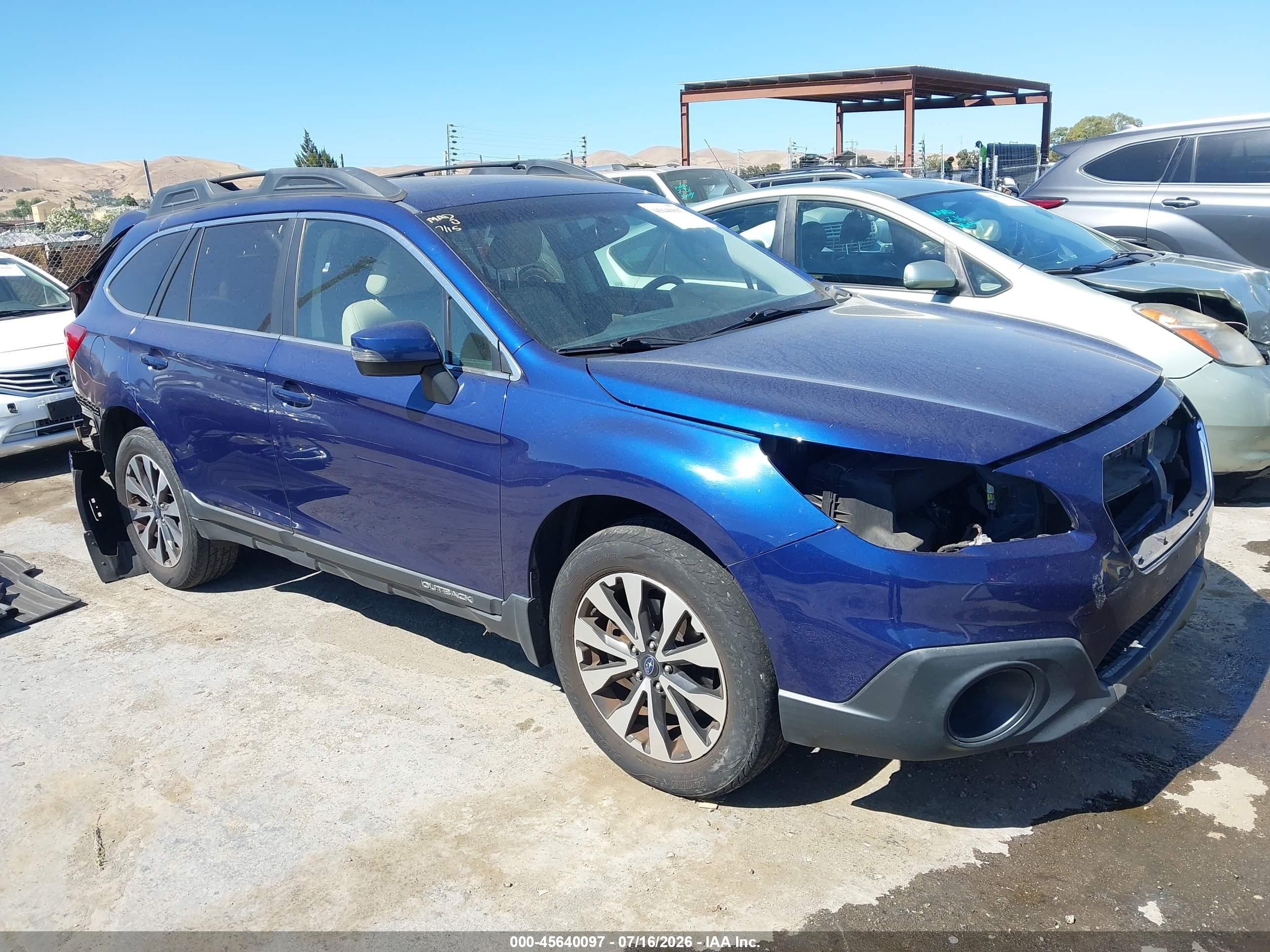 2015 Subaru Outback 2.5i Limited Blue vin: 4S4BSALC7F3324547