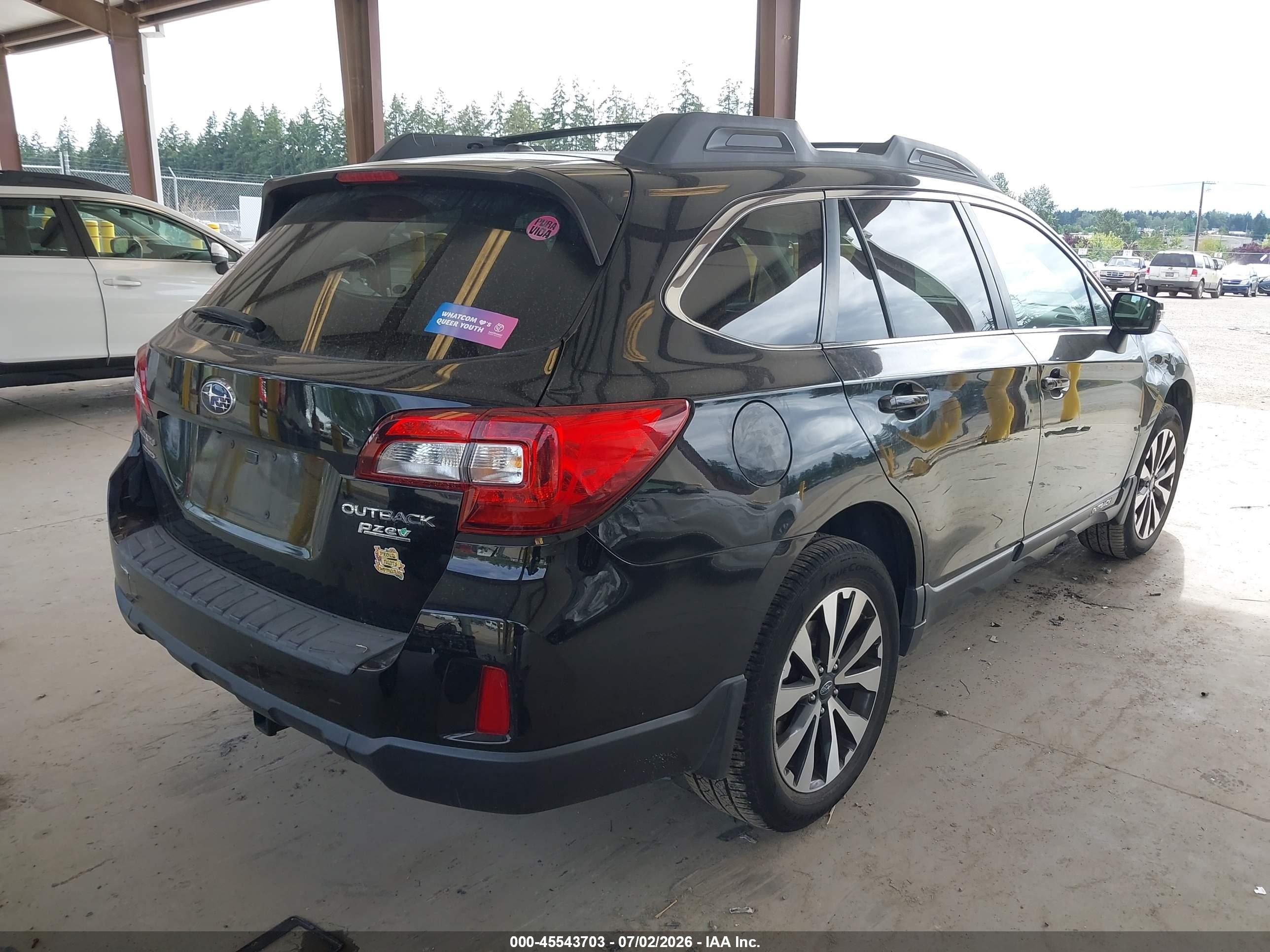2015 Subaru Outback 2.5i Limited Black vin: 4S4BSALC9F3320239
